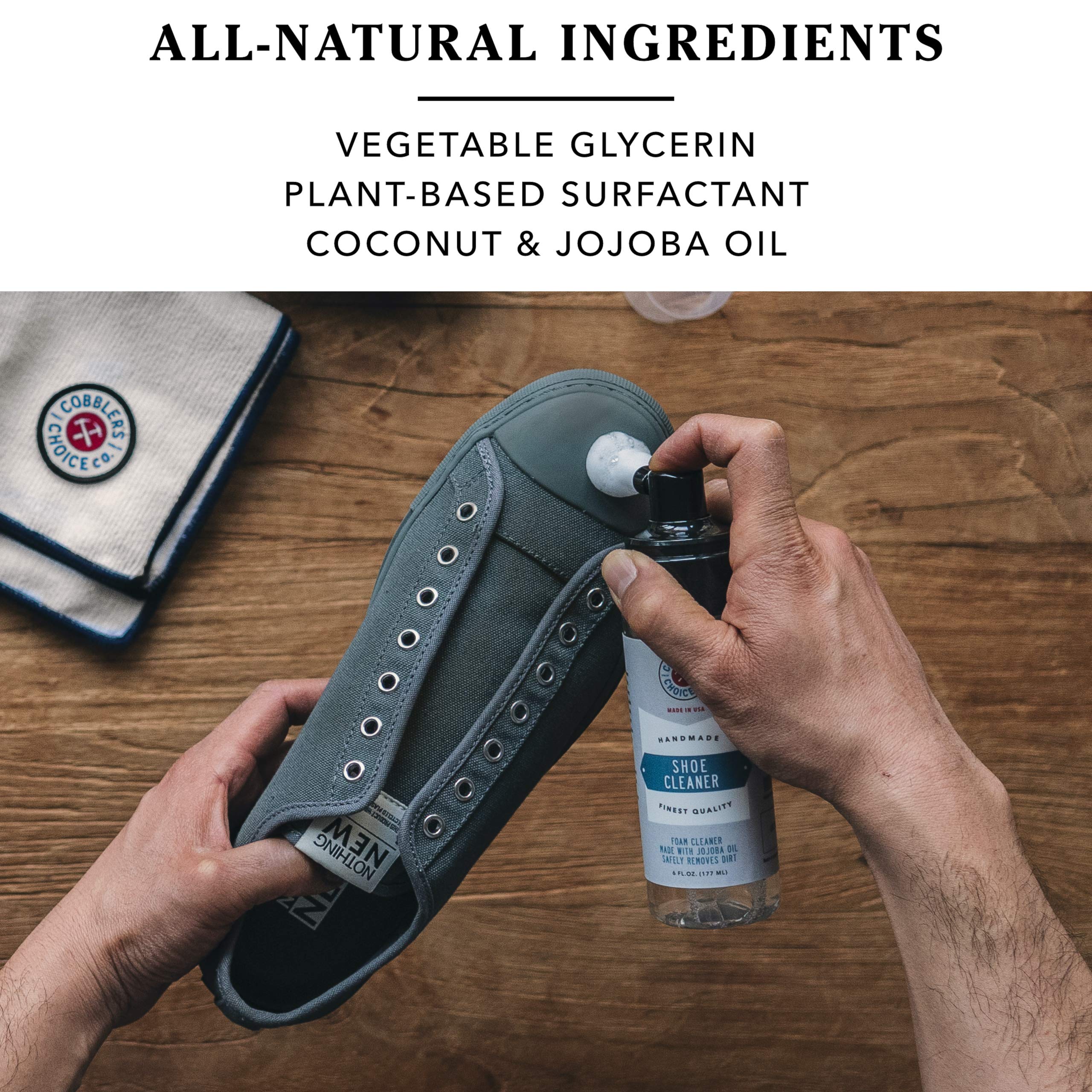 Cobbler's Choice All-Natural Shoe Cleaner - Safe for Sneakers, Textiles, Leather & Suede | Perfect for Daily Shoe Care, Sports Gear & Luxury Handbag Maintenance