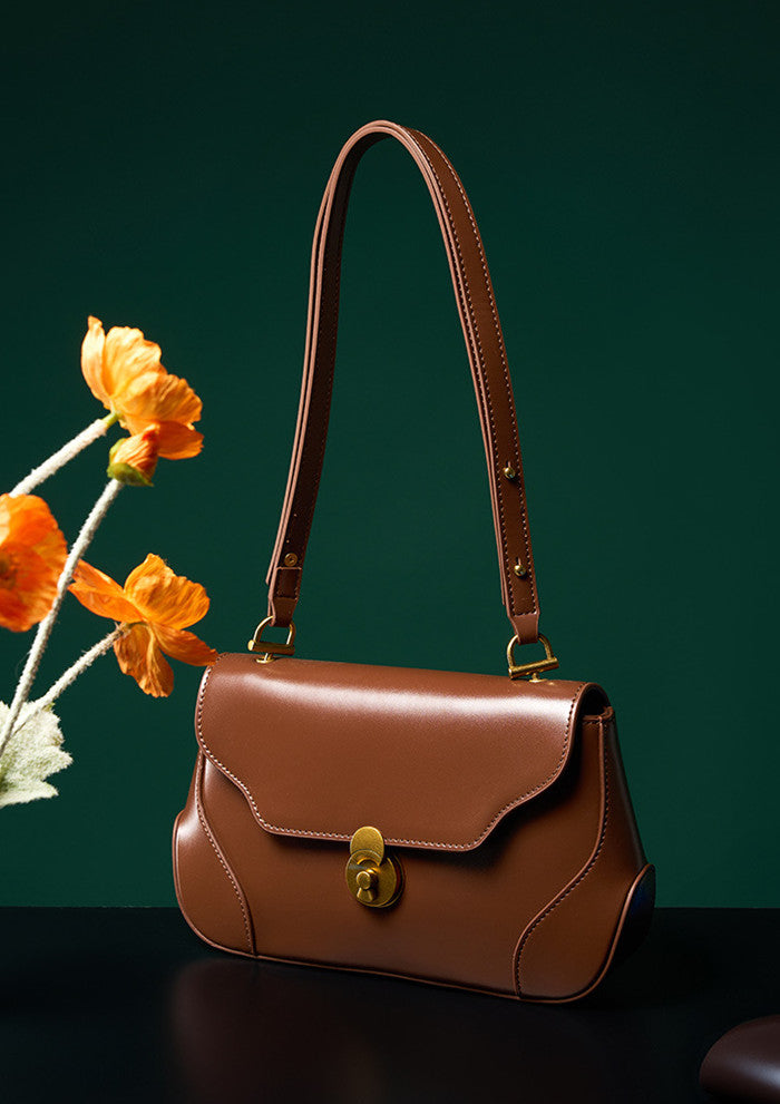 Stylish Small Leather Shoulder Bag for Women - Genuine Leather Crossbody Purse with Adjustable Strap - Perfect for Daily Use, Travel, and Work Commute
