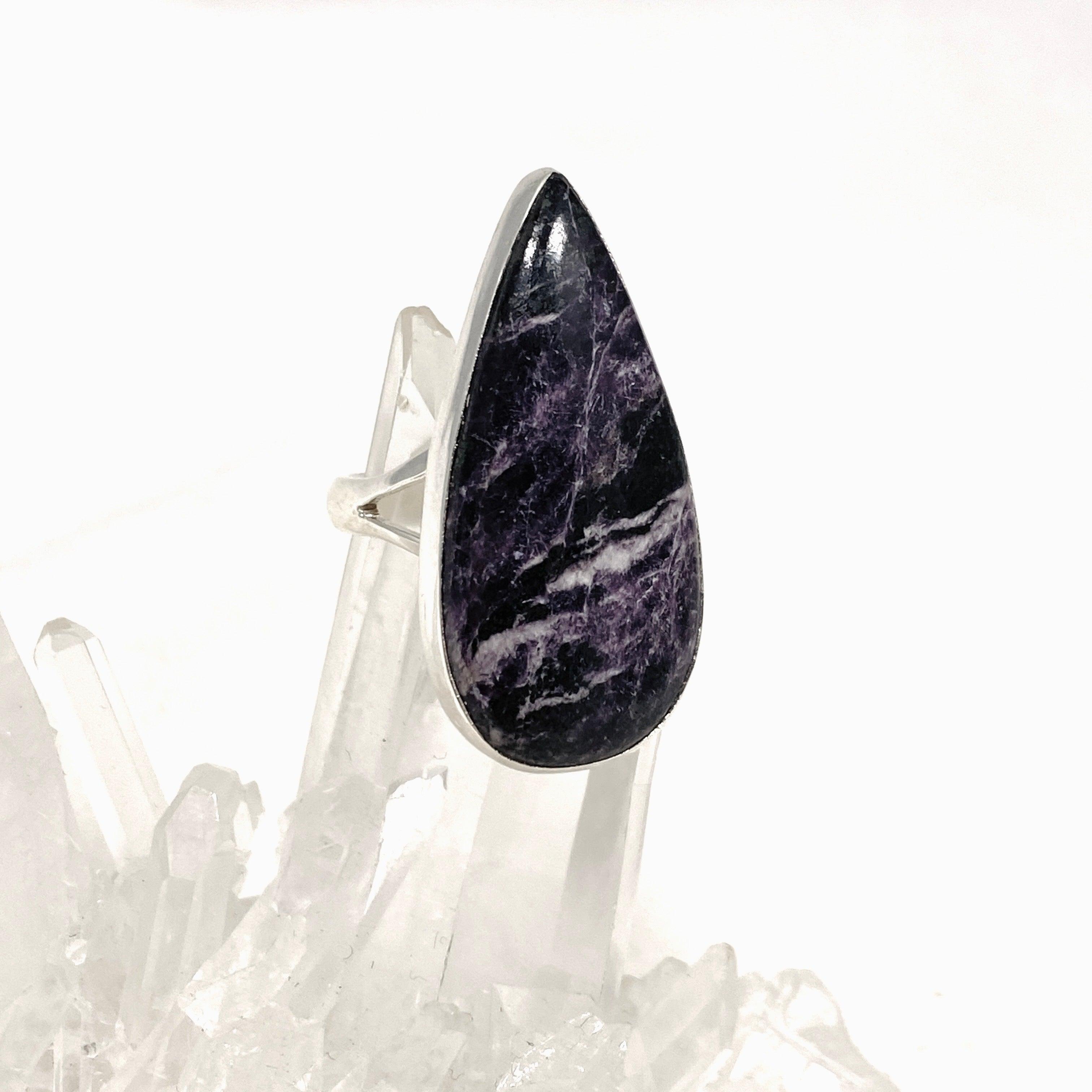 Kammererite Teardrop Split Band Ring for Women - Size 9 KRGJ3143 | Elegant Purple Stone Jewelry for Parties, Weddings & Special Occasions