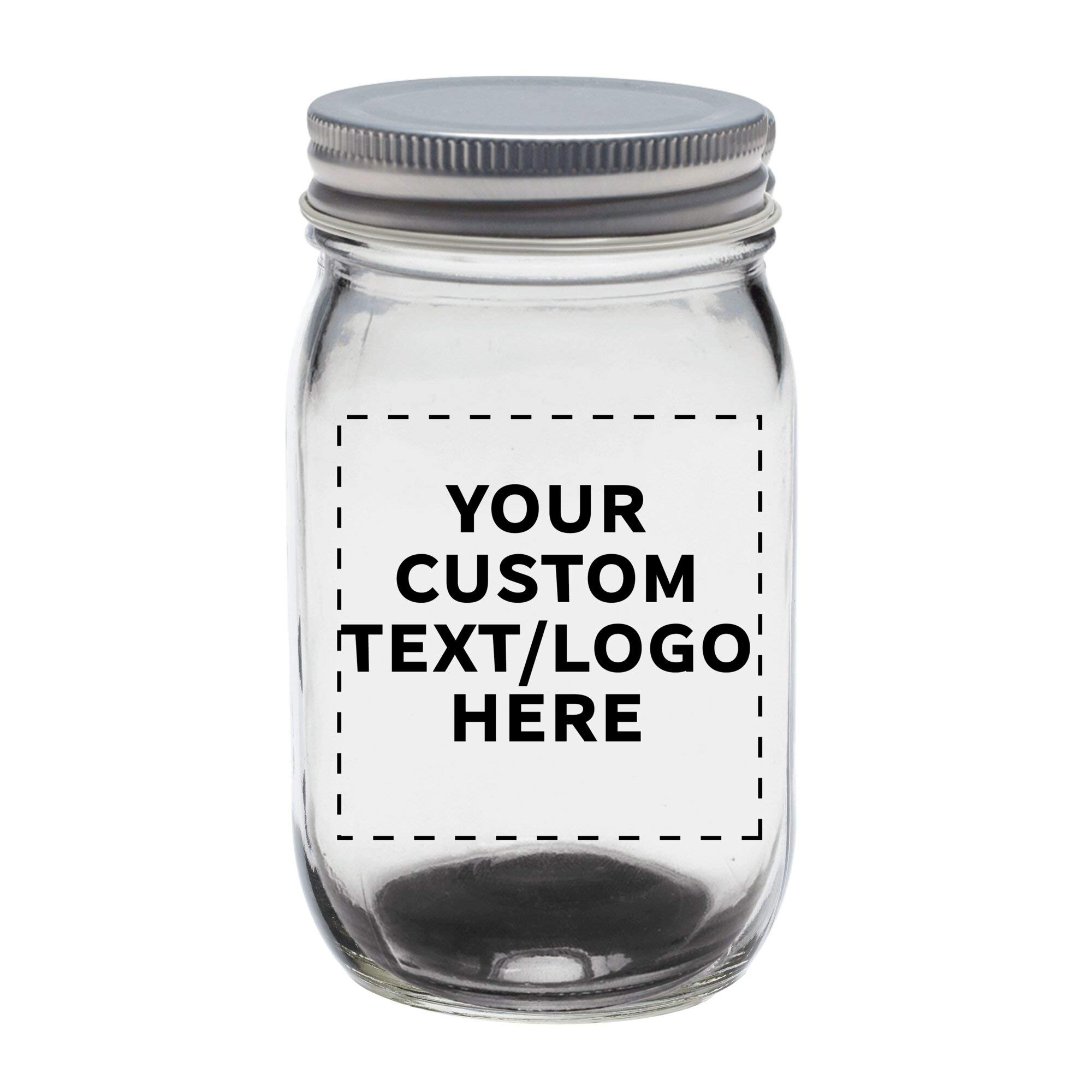 50 Pack 16 oz Custom Mason Jars with Lids - Bulk Personalized Glass Jars for Overnight Oats, Candies, Pickles, Spices & Beverages - Perfect for Meal Prep, Party Favors, DIY Gifts & Home Storage (Black)
