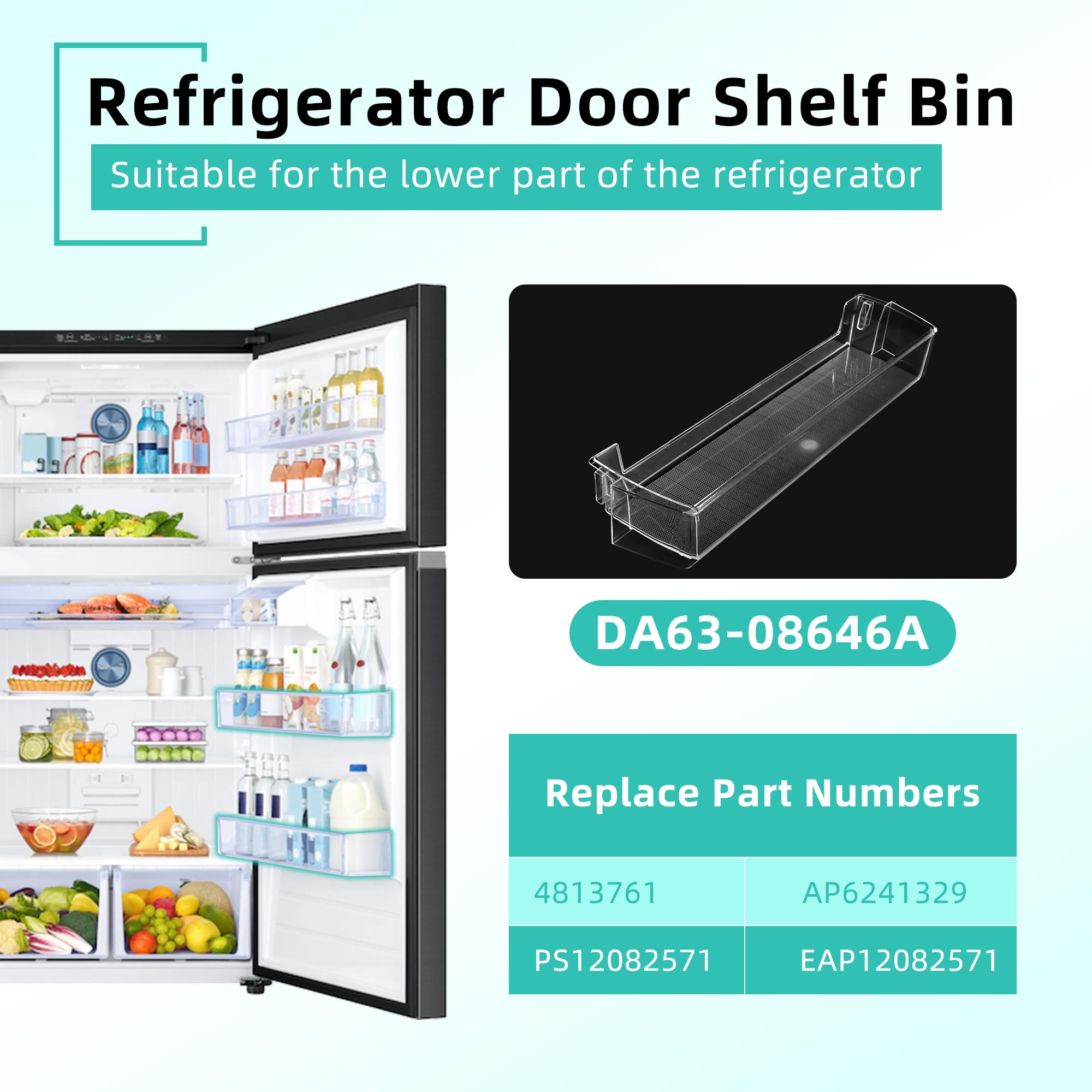 Samsung Refrigerator Door Shelf Replacement (Large) - Compatible with RT21M6213SG RT21M6213SR RT21M6213WW RT21M6215SG RT21M6215SR Models - Durable Fridge Organizer for Kitchen Storage - by MIFLUS