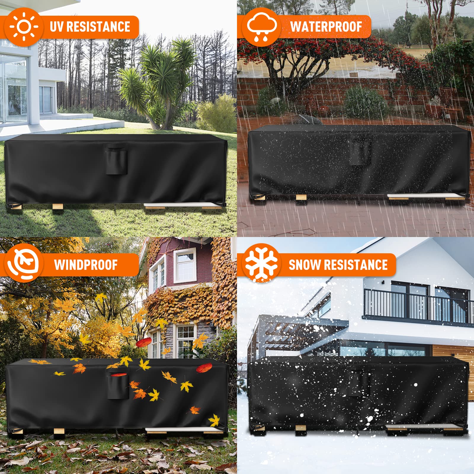 Heavy Duty 600D Waterproof Patio Furniture Covers - Outdoor Table and Chair Protectors (108