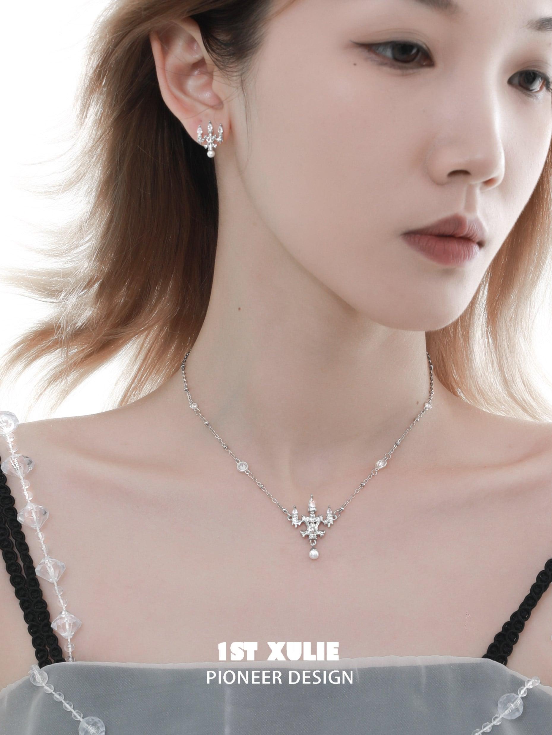 Crystal Palace S925 Sterling Silver Chandelier Necklace - Elegant Crystal Pendant for Women, Gift for Her, Perfect for Parties & Weddings