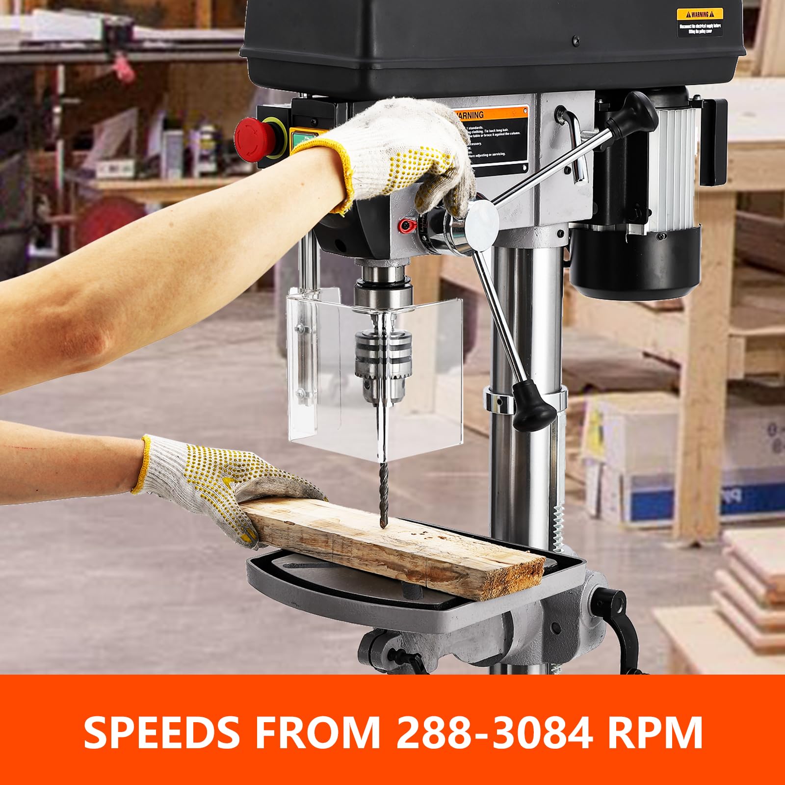**GARVEE 15 Inch Floor Drill Press - 7.5 Amp 120V Heavy Duty Bench Drill Machine with Safety Guard for Woodworking & Metalworking Projects**