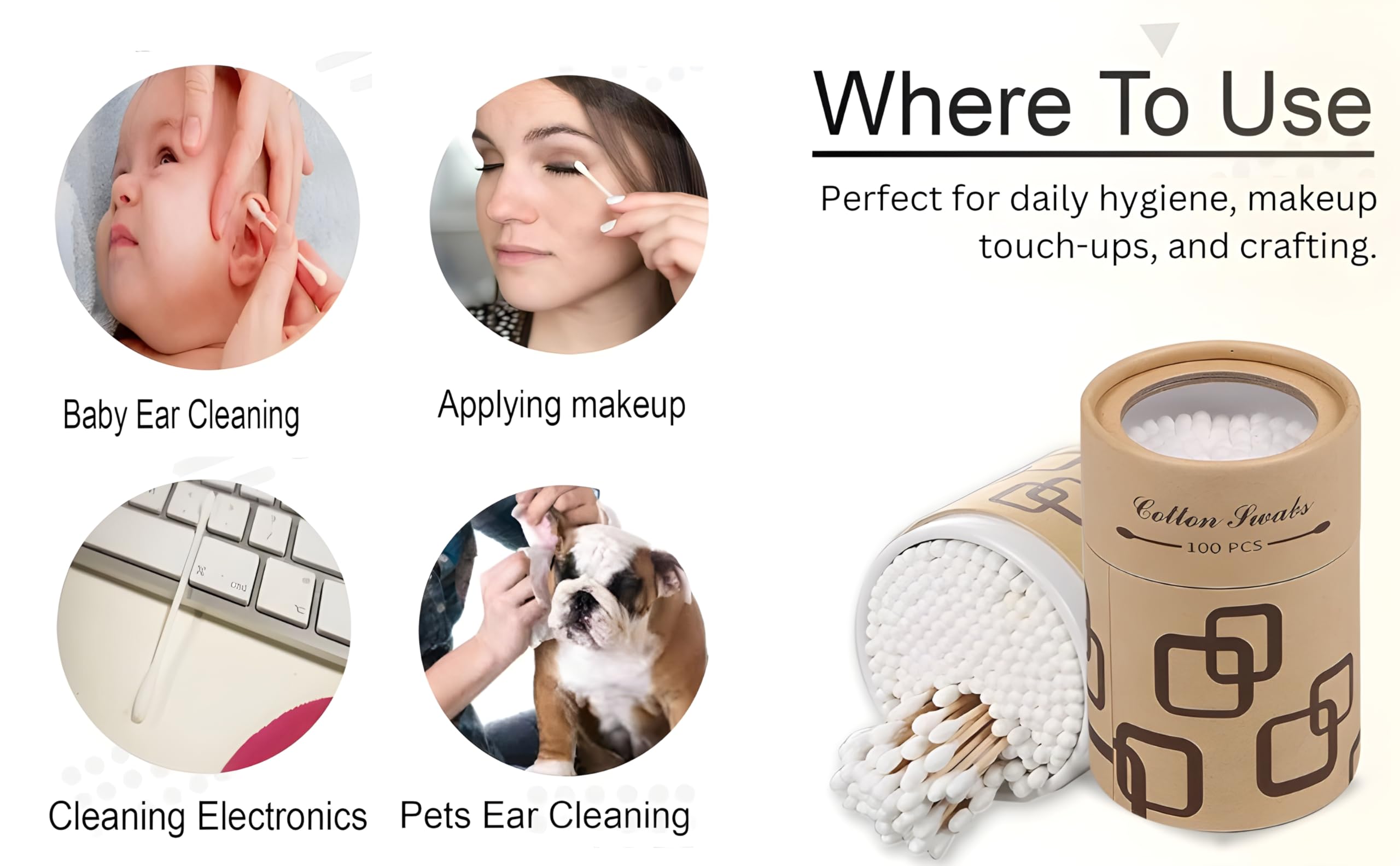 SIVIGE 500 Pcs Premium Cotton Swabs for Ear Cleaning | Gentle Ear Wax Removal Sticks | Safe for Home, Travel & Baby Care