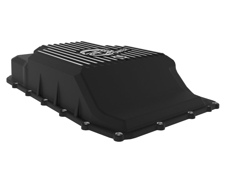 aFe Pro Series Rear Transmission Pan for 2017-2024 Ford F-150 10R60/10R80 - Black with Machined Fins | Heavy-Duty Performance Upgrade for Towing & Off-Road Adventures