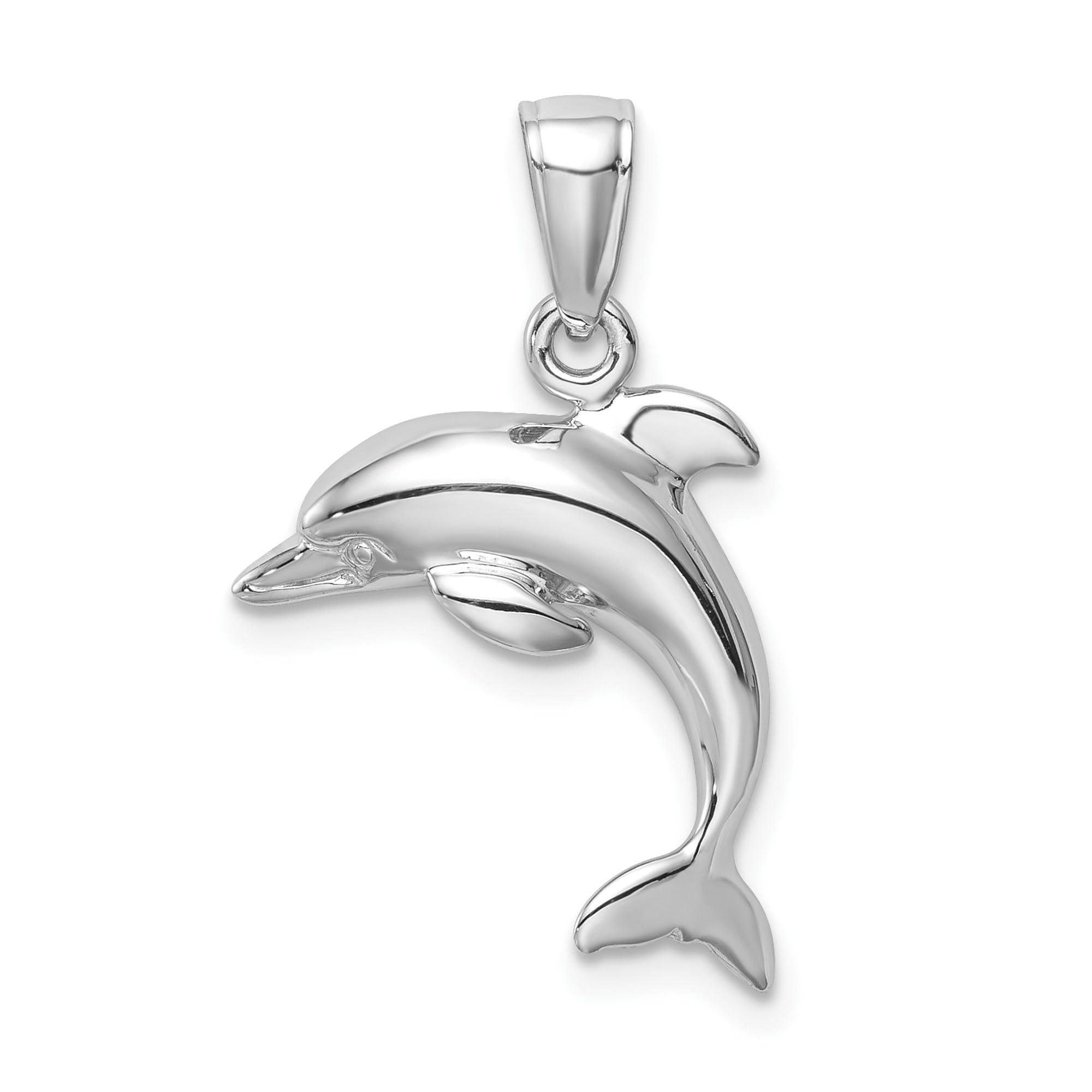 14K Solid White Gold Dolphin Pendant Necklace - Elegant Ocean & Beach Jewelry for Women - Perfect Gift for Summer, Nautical & Sea Lover