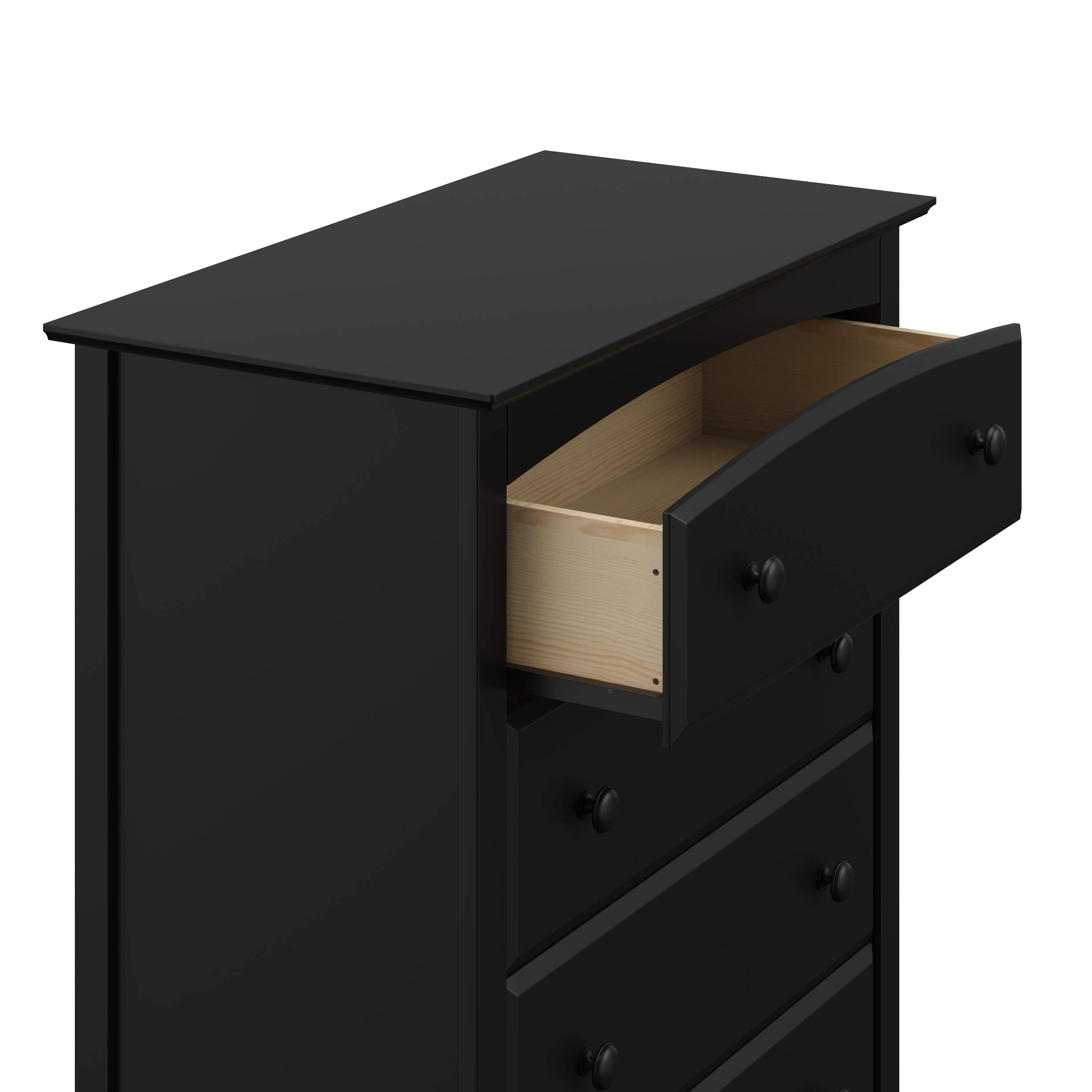 Storkcraft Kenton 5-Drawer Kids Dresser in Black - GREENGUARD Gold Certified, Sturdy Wooden Chest with Safety Interlocking Drawers for Nursery & Bedroom Organization
