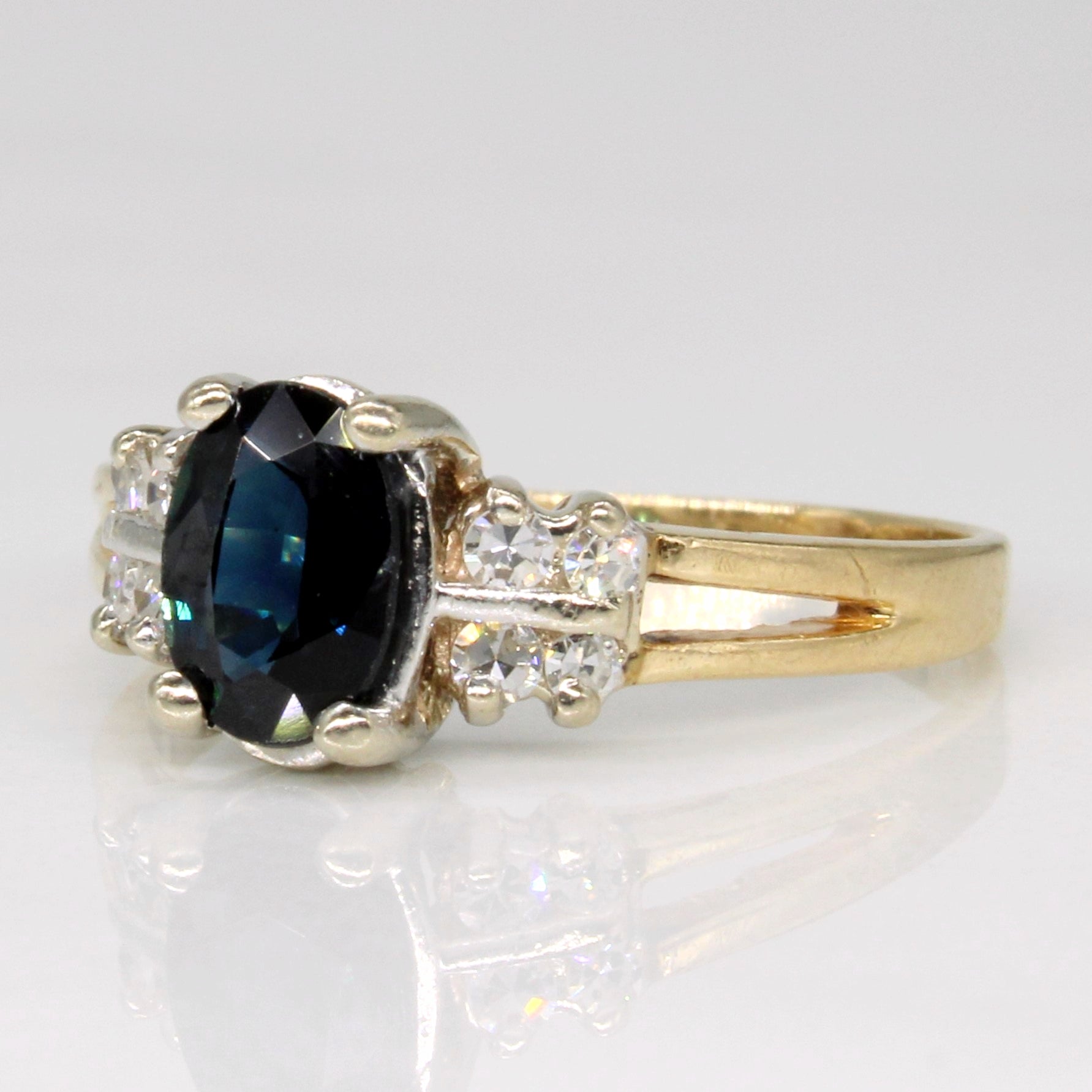 Exquisite 0.75ct Sapphire & 0.10ct Diamond Ring - Size 5.75 | Elegant Blue Gemstone Engagement Jewelry for Women | Perfect for Weddings, Anniversaries & Special Occasions