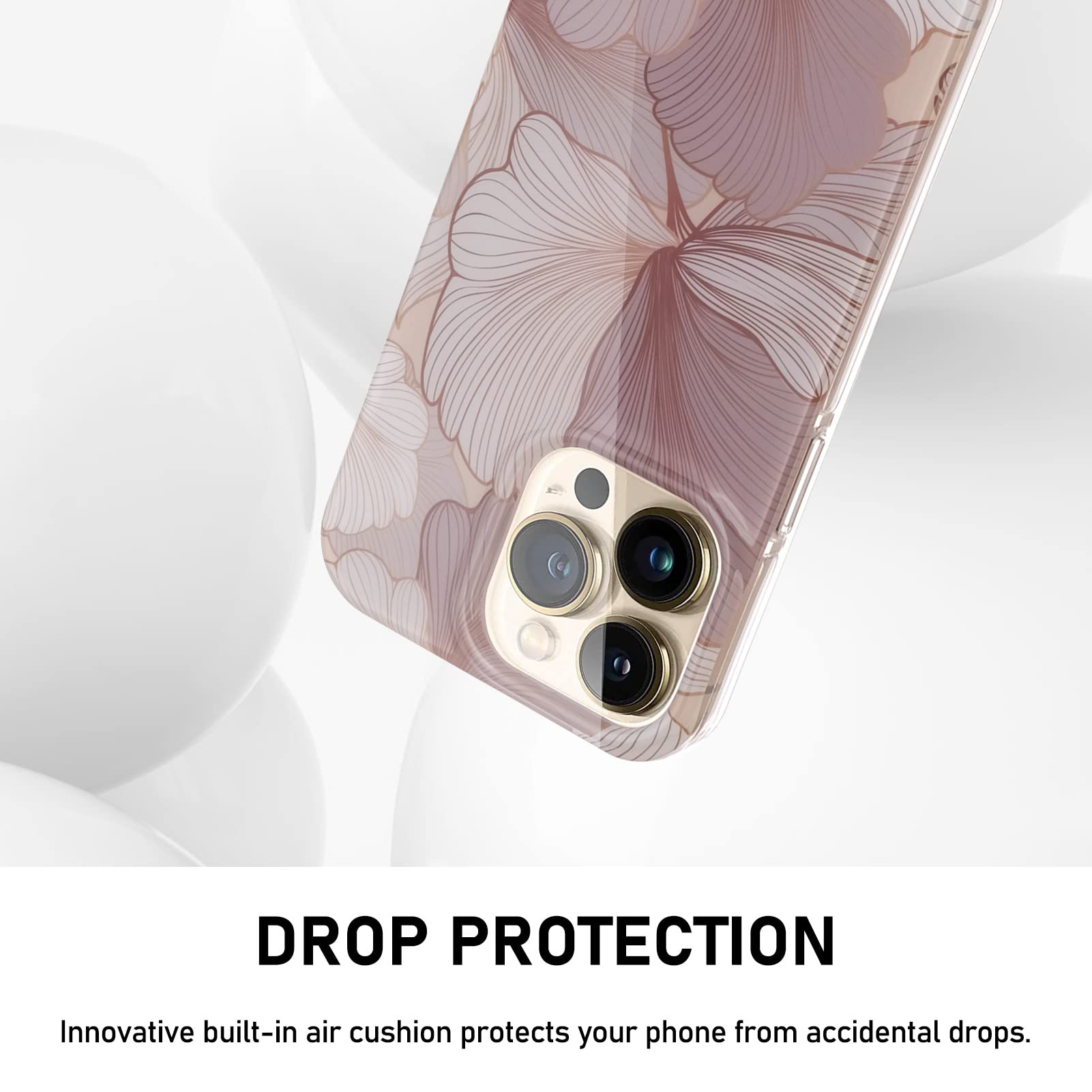 iPhone 13 Pro Clear Floral Case - Elegant Hollyhock Design Protective Phone Cover for Women | Perfect for Everyday Use, Office & Special Occasions