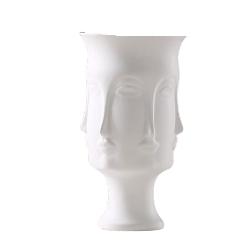 Nordic White Matte Glazed Ceramic Flower Vase - Minimalist Face Design for Plants, Home & Table Decor - Perfect for Living Room, Office & Wedding Centerpieces