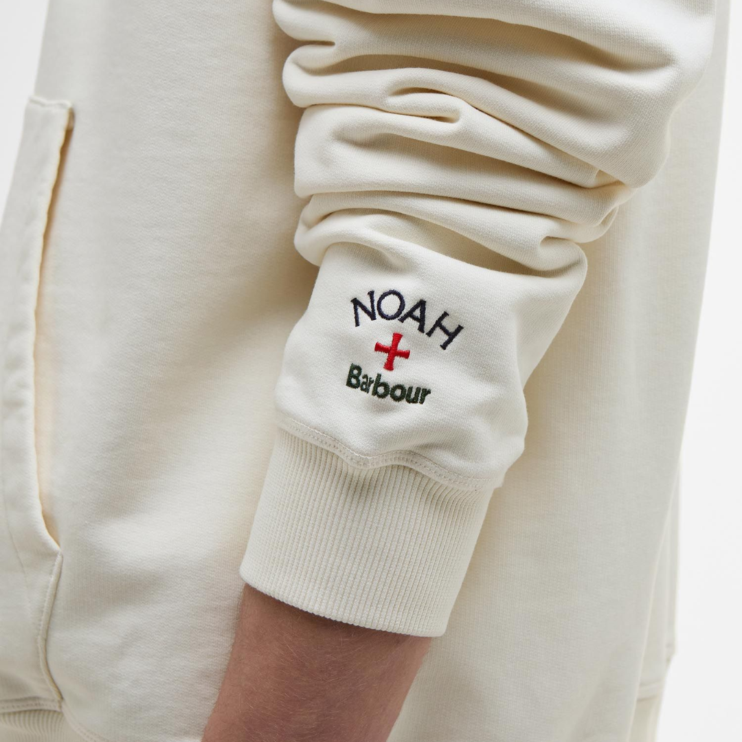 Barbour x NOAH Hoodie - Whisper White | Men's Casual Streetwear Hooded Sweatshirt | Perfect for Urban Outfits & Outdoor Adventures