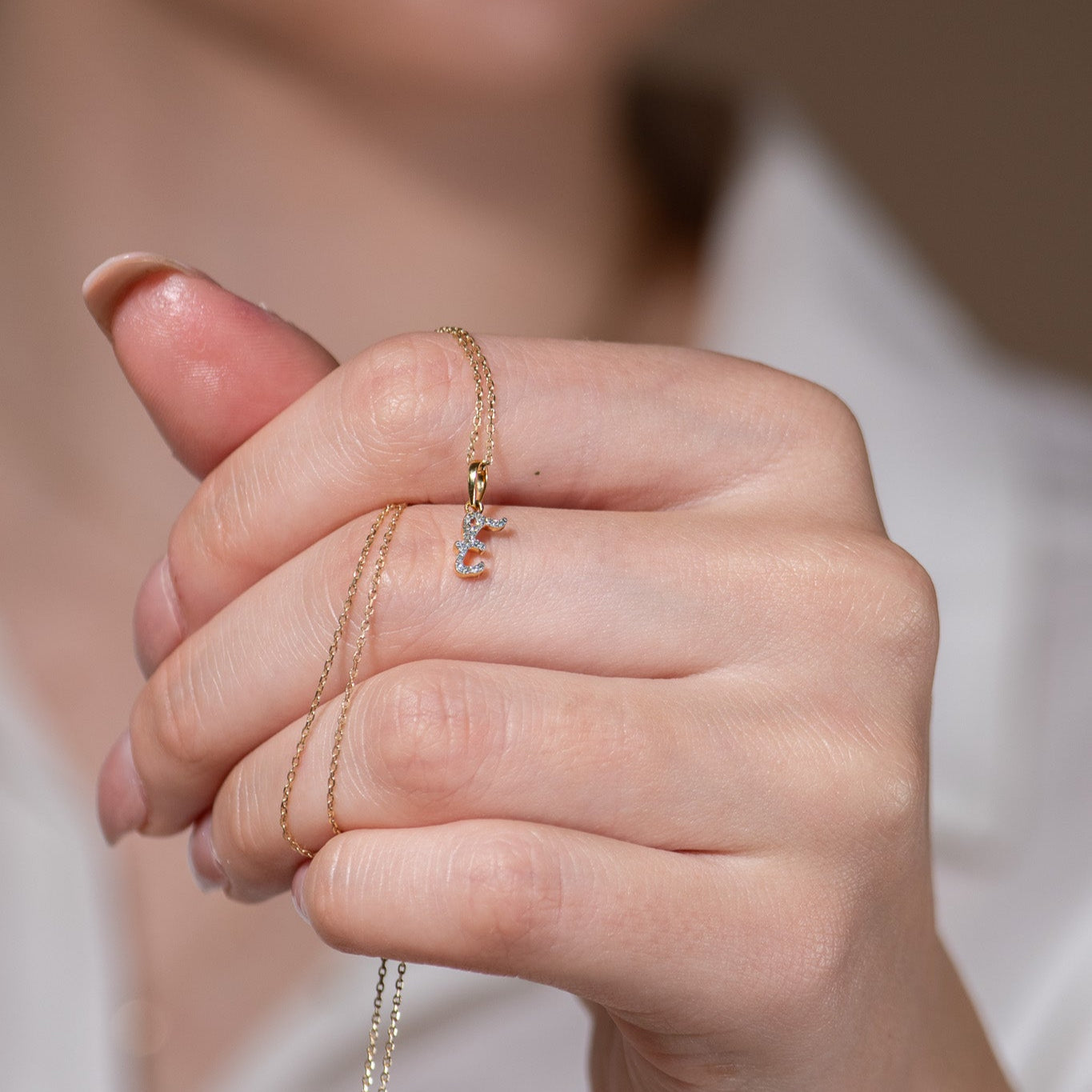 14K Solid Yellow Gold Cursive Diamond Initial Necklace - Personalized Name Jewelry for Women, Gift for Her, Birthday, Anniversary, Valentine's Day