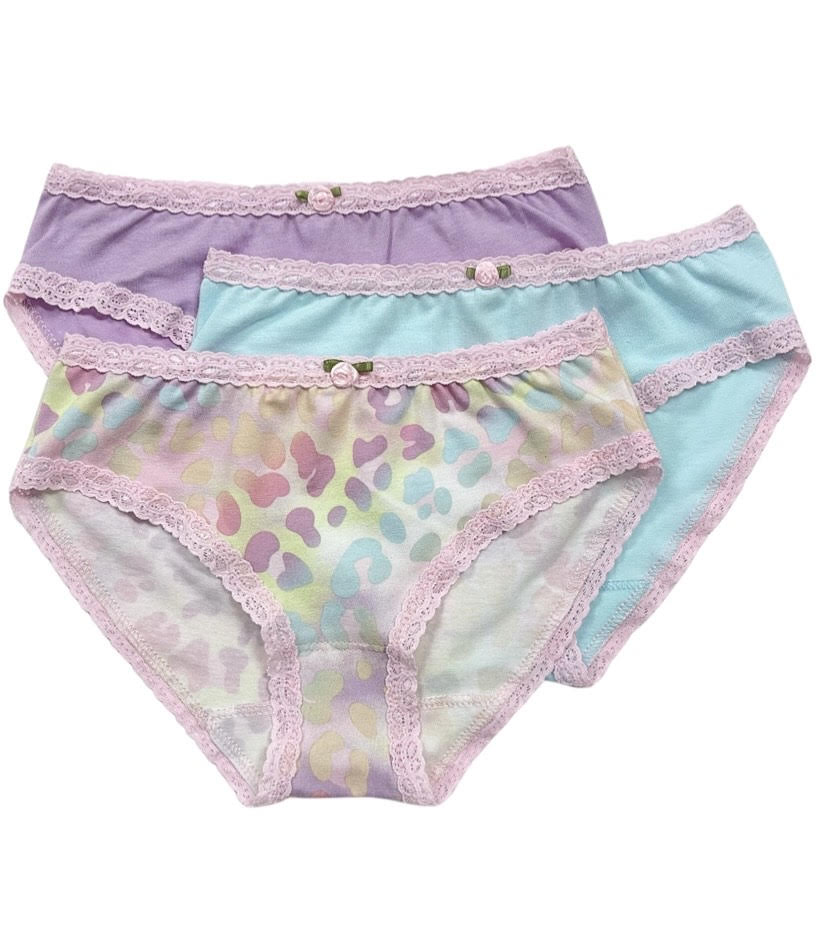 Pastel Leopard Print Women's Underwear 3-Pack - Soft Cotton Panties for Everyday Comfort & Feminine Style | Perfect for Casual Wear, Lounge & Sleep