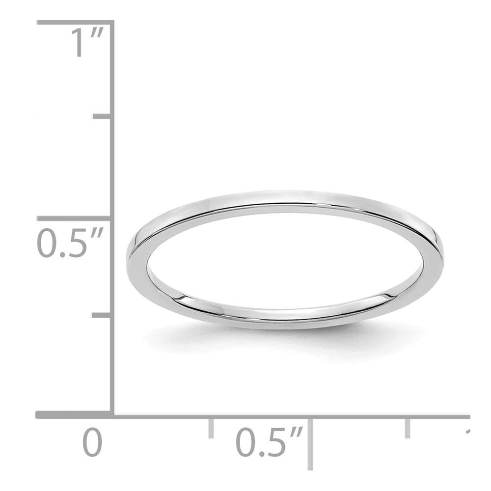 10K White Gold 1.2mm Flat Stackable Band Ring - Thin Wedding Anniversary Ring for Women, Dainty Minimalist Jewelry for Everyday Wear, Stacking Rings for Bridal, Engagement or Gift