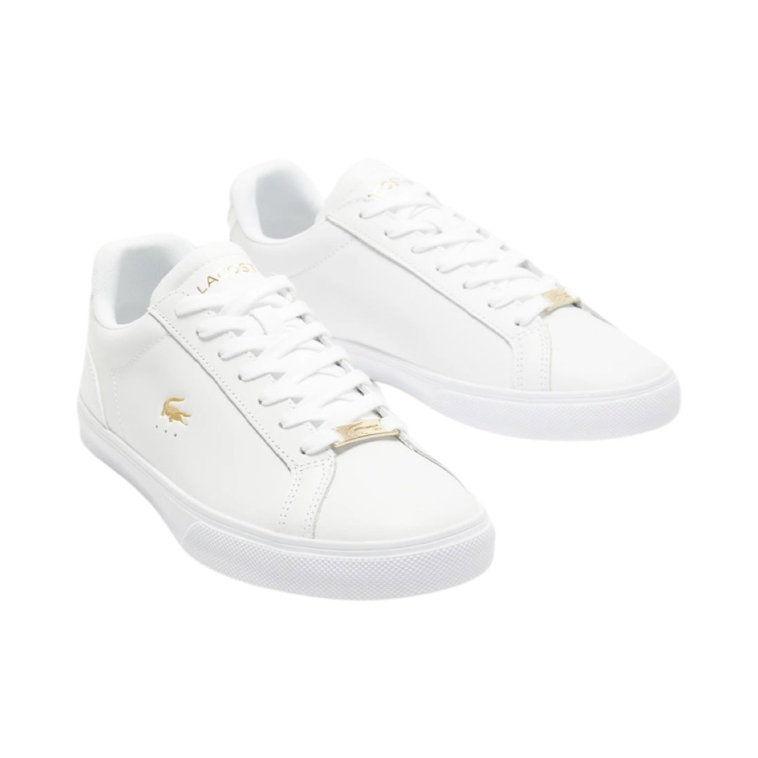 Lacoste Women's Lerond Pro 2223 Sneakers - White & Gold Luxe Leather Tennis Shoes for Women | Comfortable Casual & Sporty Lifestyle Footwear