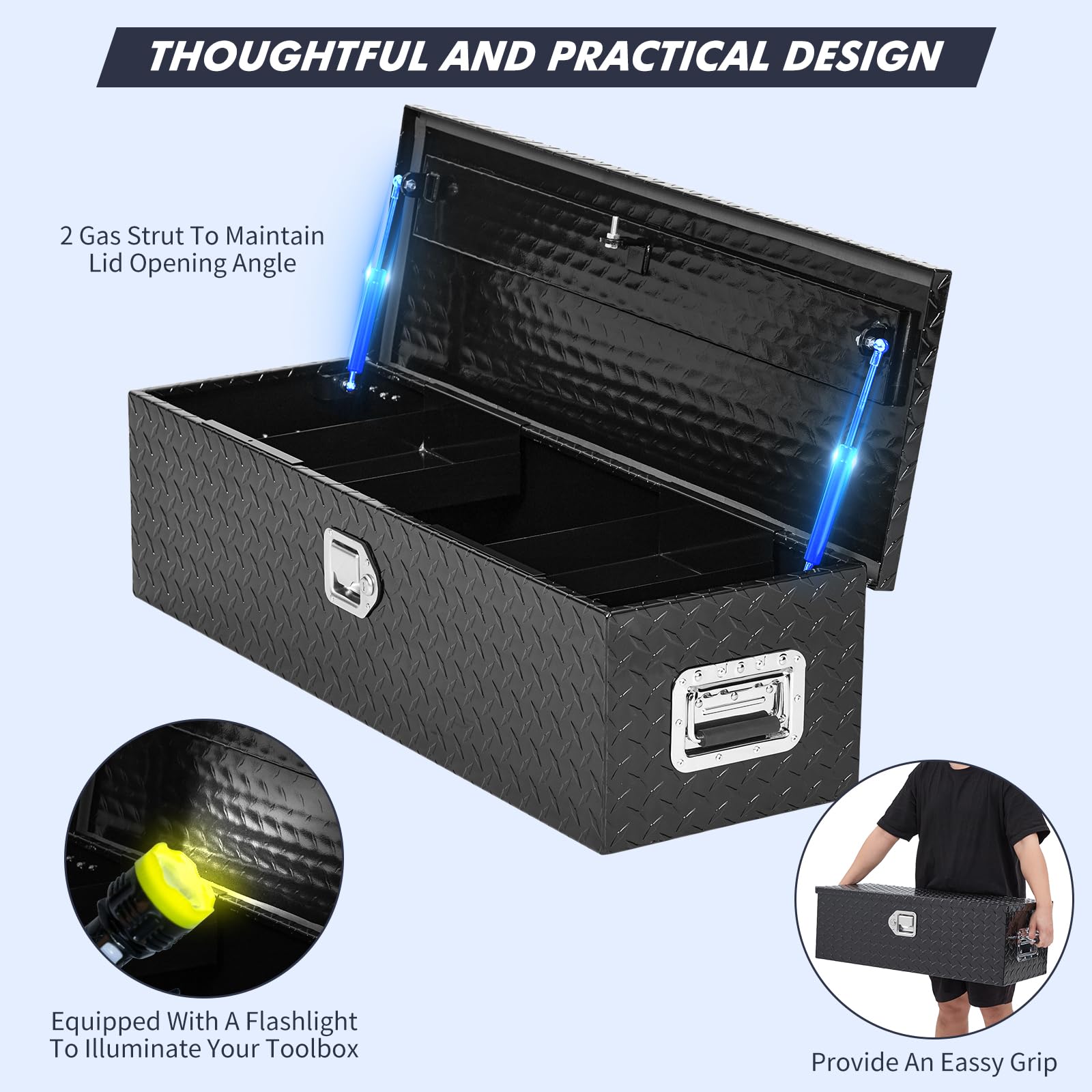 GARVEE 30 Inch Heavy Duty Aluminum Truck Bed Tool Box with Sliding Shelf | Diamond Plate Storage Box for Pickup Trucks, RVs & Trailers | Lockable Side Handle Design | Perfect for Road Trips, Camping & Work Site Organization