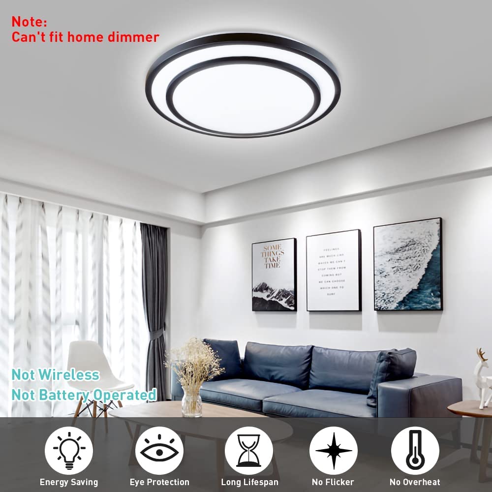 Depuley 48W Dimmable LED Ceiling Light Fixture - 20 Inch Round Flush Mount with Remote Control, 3 Color Changing Lights for Dining Room, Living Room, Bedroom, Office & Hotel - Perfect for Modern Home and Commercial Spaces
