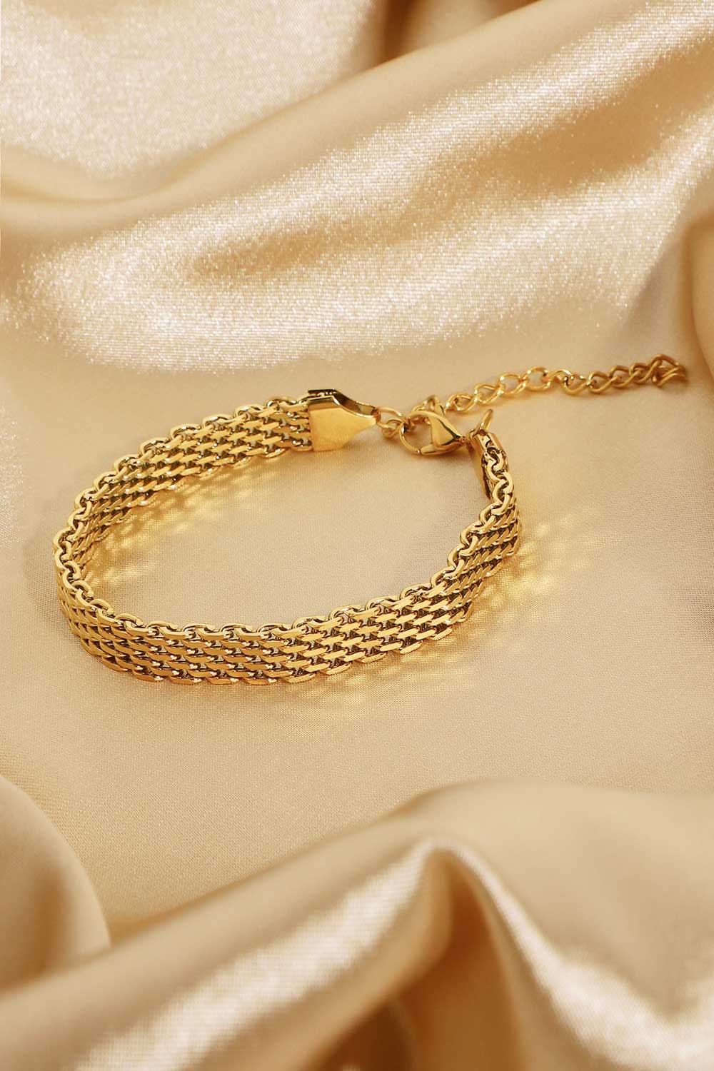 18K Gold Plated Wide Chain Bracelet for Women - Elegant Fashion Jewelry Gift for Birthday, Anniversary & Special Occasions
