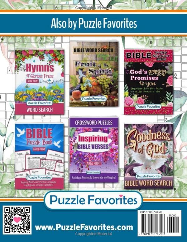 Bible Crossword Puzzles Large Print Book - Featuring Bible Verses & Christian Hymns - Perfect for Church Groups, Bible Study & Family Game Night