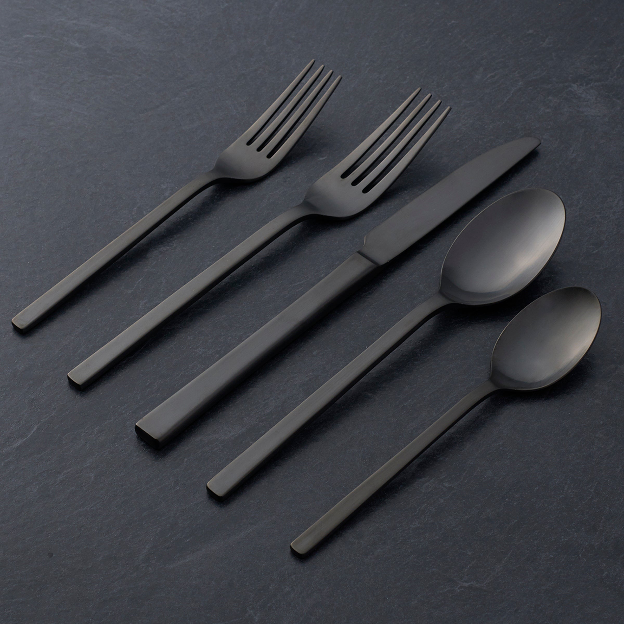 Allay Midnight 20-Piece Stainless Steel Flatware Set - Elegant Silverware for Fine Dining, Dinner Parties & Everyday Use