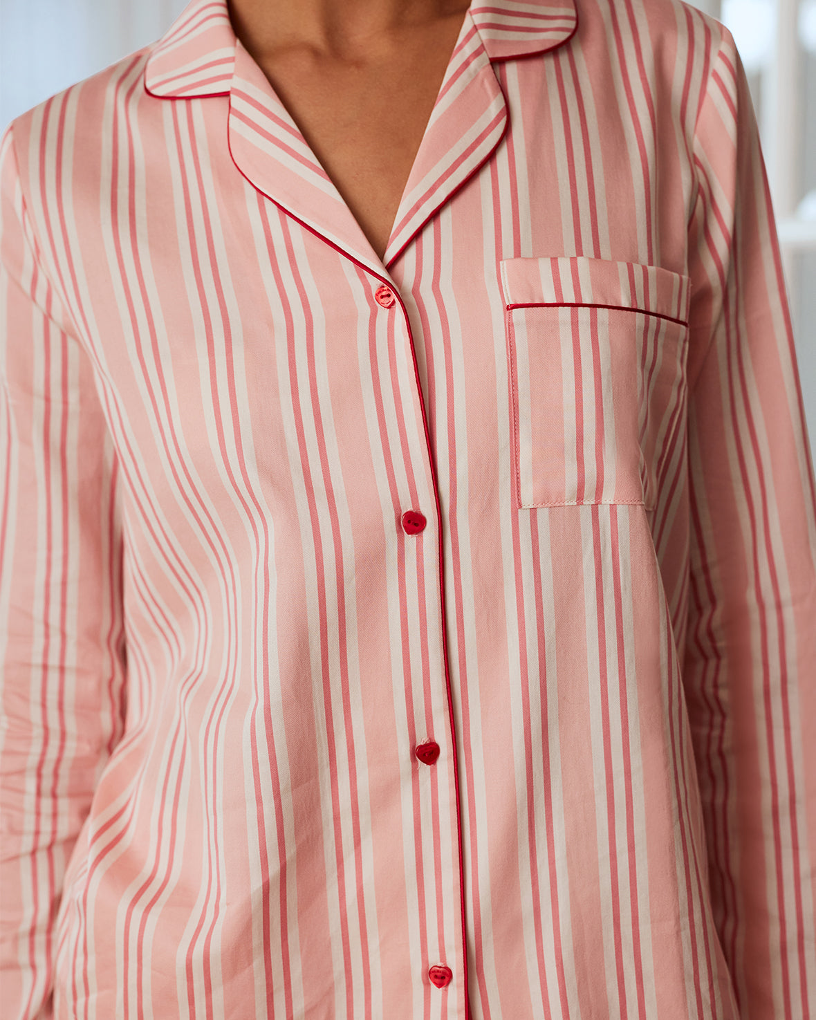 Organic Cotton Striped Button-Up Pajama Set for Women - Soft & Breathable Sleepwear for Cozy Nights & Lounging