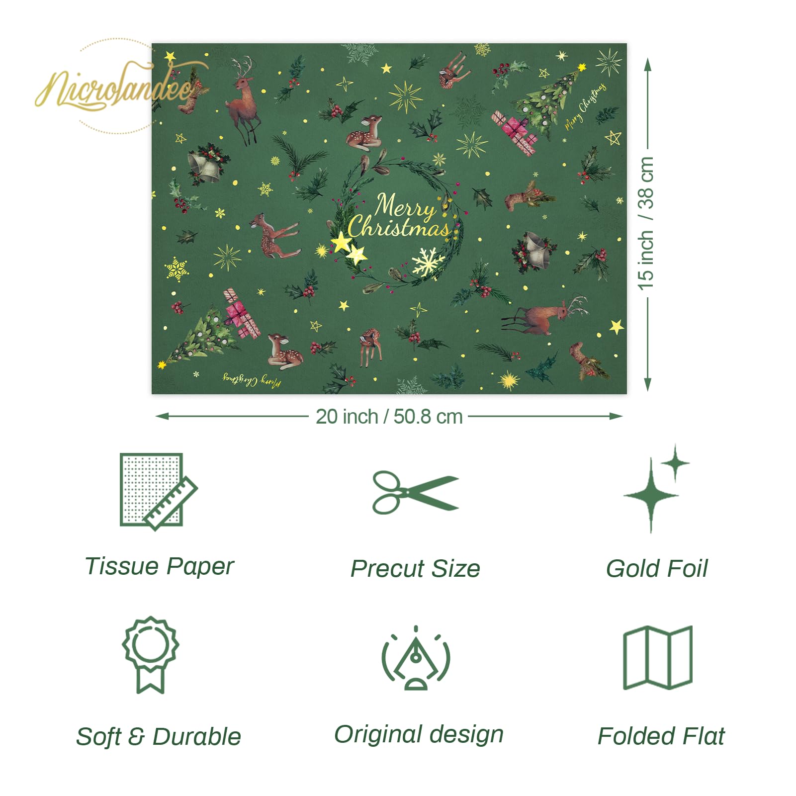 Premium Christmas Tissue Wrapping Paper - 24 Sheets (20x15 Inches) for Gift Bags, DIY Crafts | Holiday, Birthday & New Year Gift Wrap | Perfect for Xmas Parties, Home Decor & Festive Celebrations
