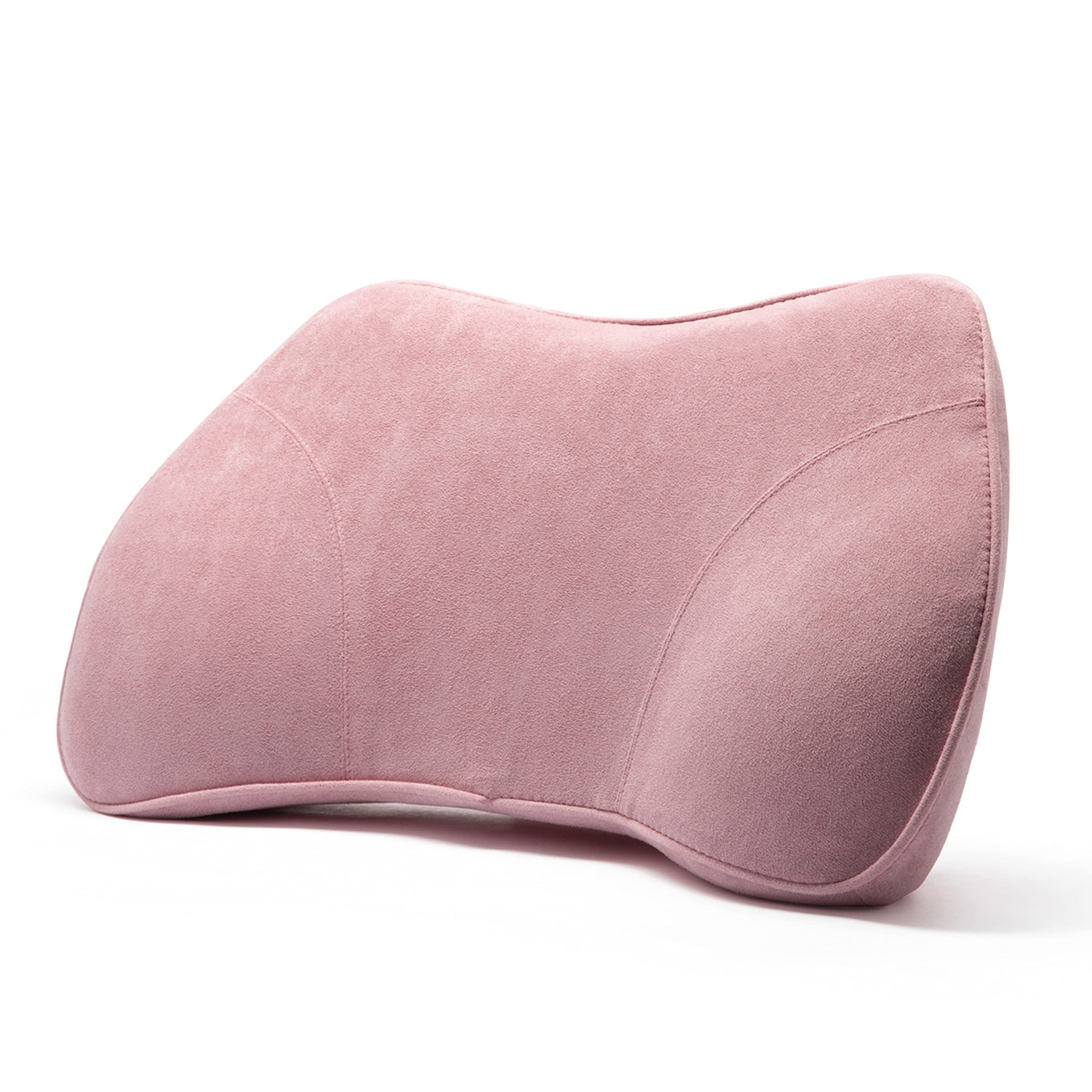 WENNEBIRD Model B Lumbar Support Pillow - Ergonomic Memory Foam Back Cushion for Office Chair, Car Seat, Sofa & Travel - Relieves Lower Back Pain & Improves Posture - Perfect for Work, Driving & Relaxing at Home (Pink)