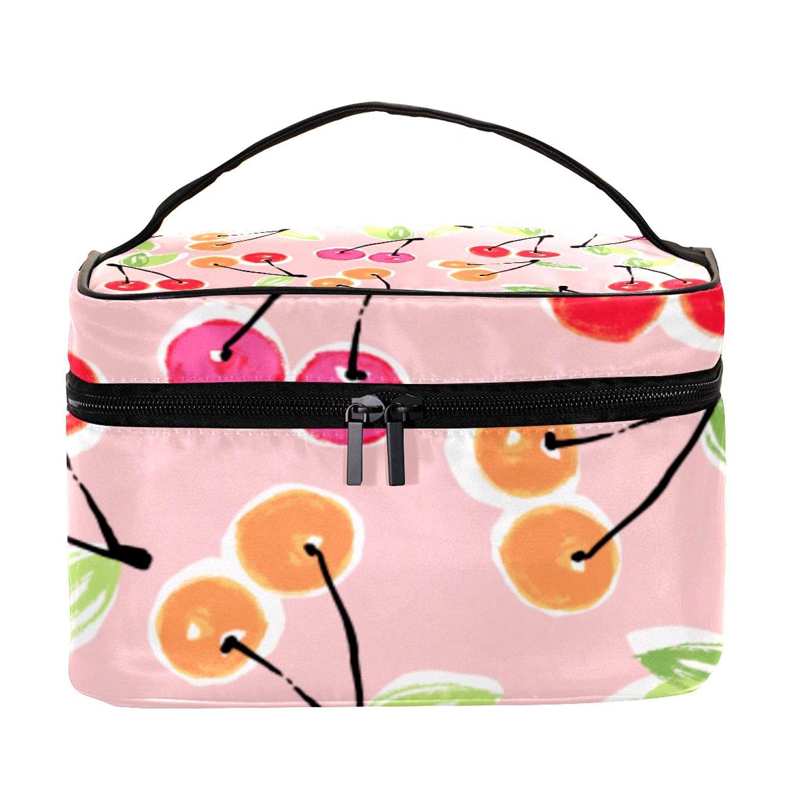 Handmade Cherry Blossom Travel Makeup Bag - Large Cosmetic Organizer with Zipper for Women & Girls | Perfect for Vacation, Gym, and Daily Essentials Storage