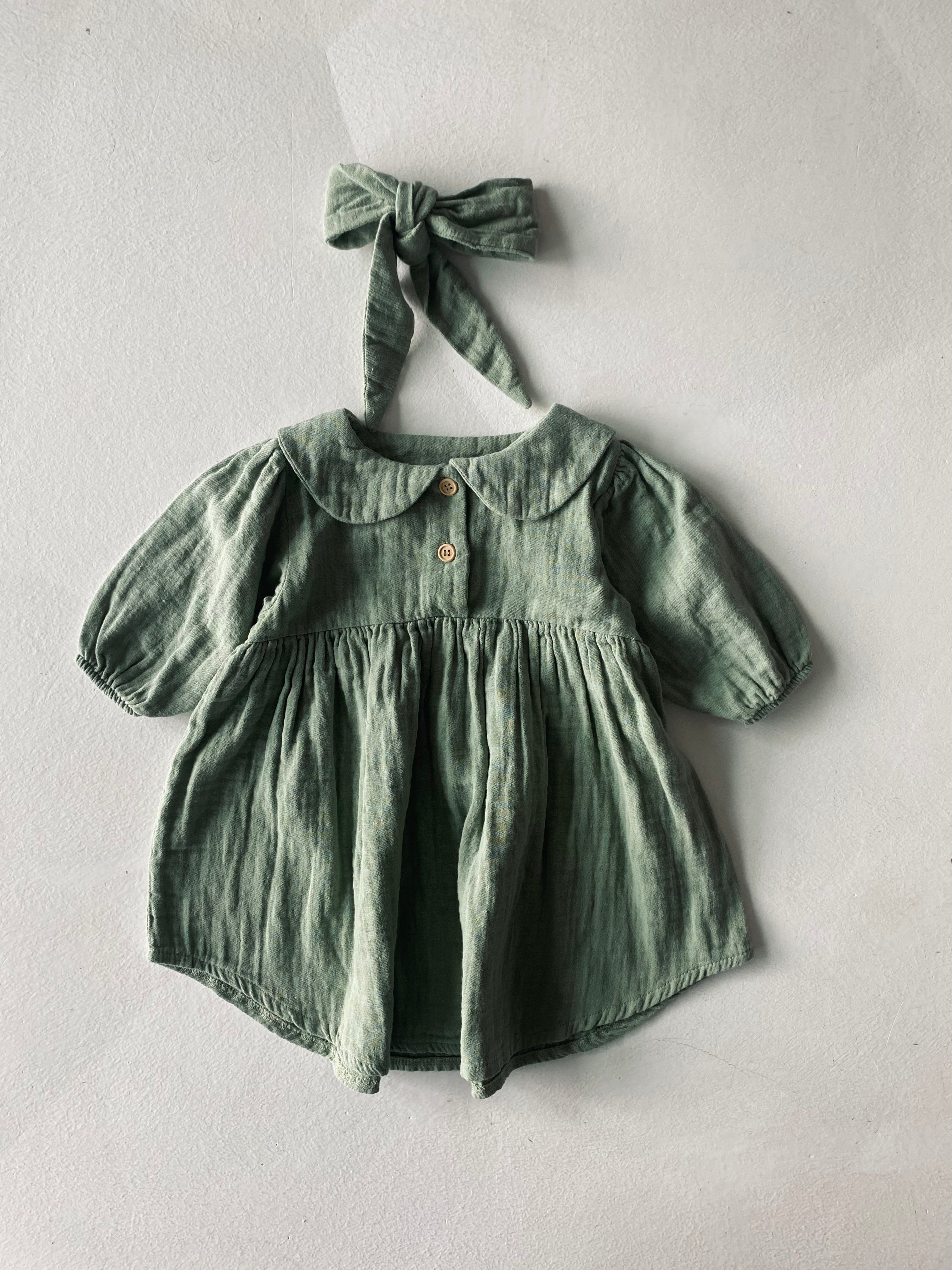 Muslin Baby Dress with Bow - Soft & Breathable Cotton for Newborns & Infants - Perfect for Photoshoots, Parties & Everyday Wear