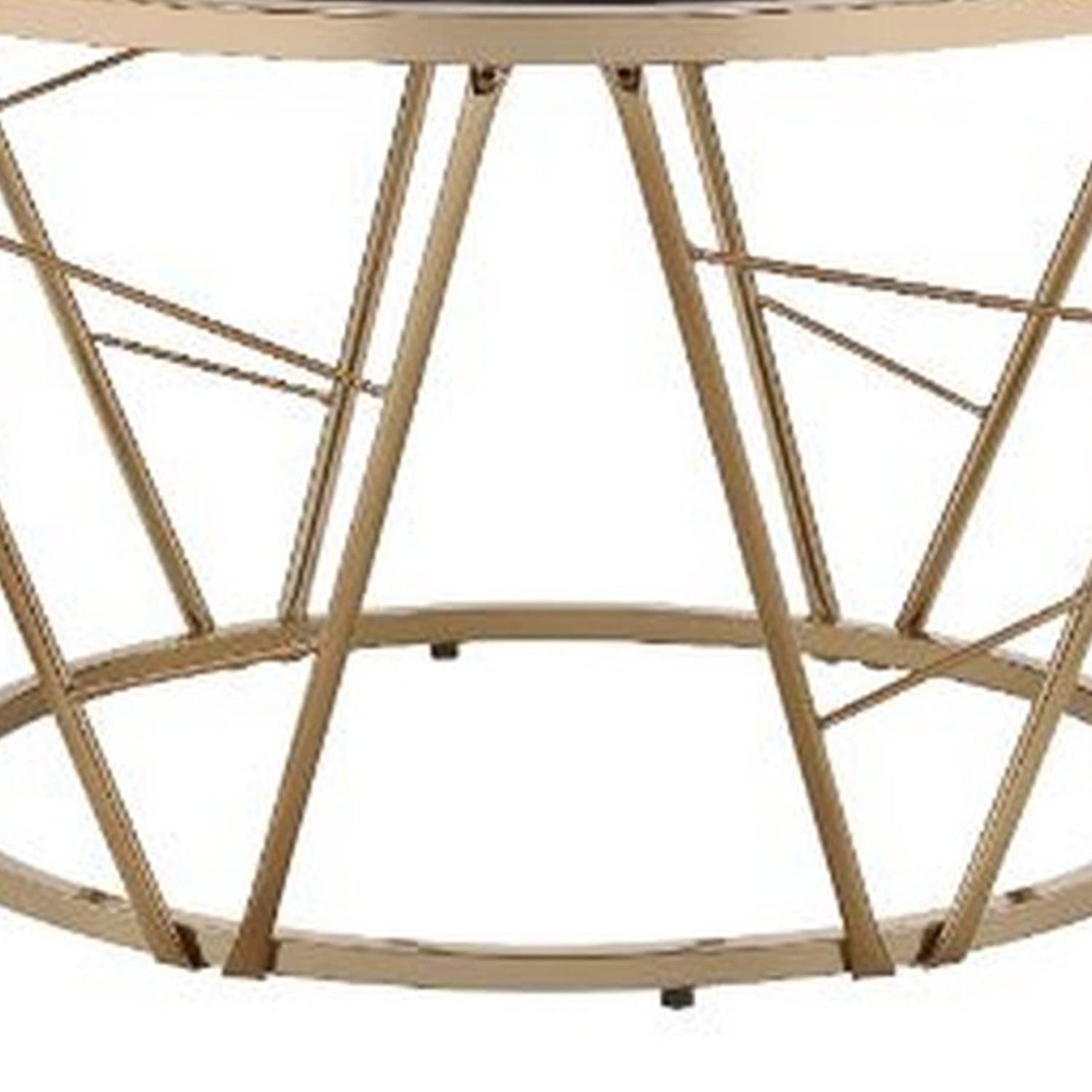 Benjara Modern Coffee Table with Tempered Glass Top & Geometric Metal Frame - Black & Gold Finish | Perfect for Living Room, Lounge & Office Decor