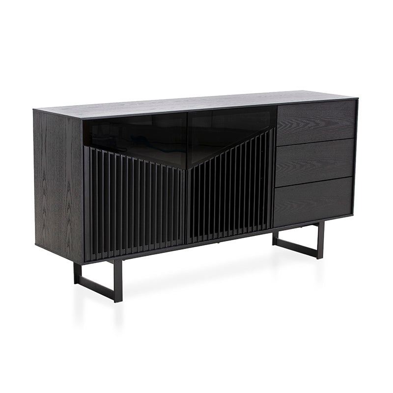 Modern MONTANA Sideboard Buffet Cabinet 160cm - Black Ash Finish for Dining Room Storage & Living Room Organization