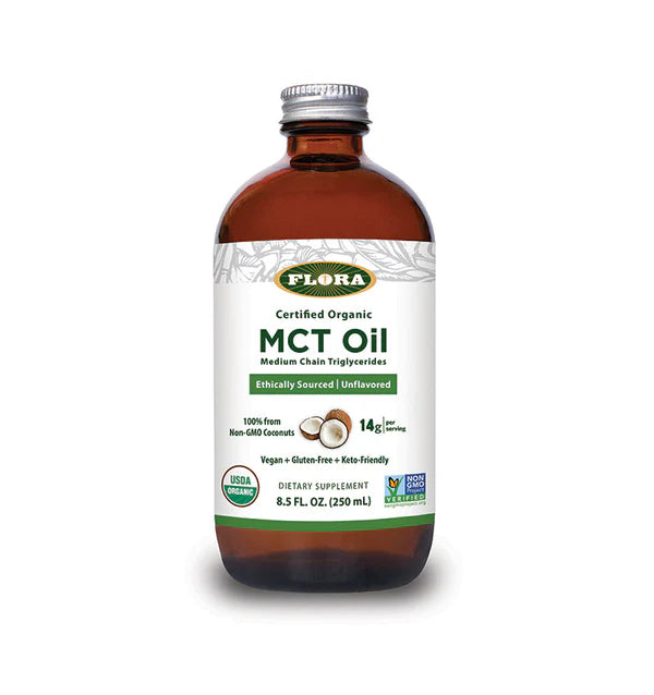 Organic MCT Oil for Keto & Weight Loss - 250mL | Flora Premium Coconut Oil | Supports Energy, Focus & Metabolism - Perfect for Coffee, Smoothies & Salad Dressings