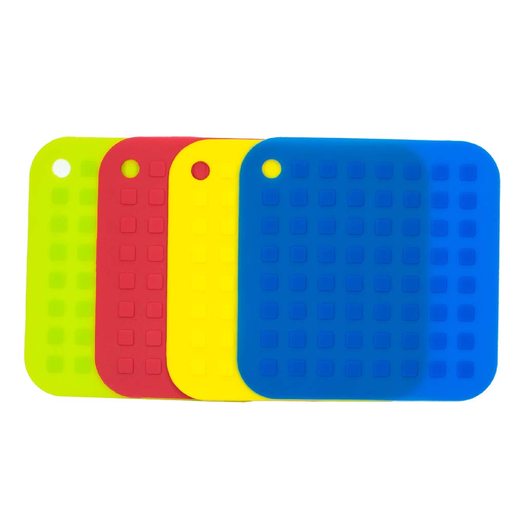 Anyi Silicone Trivet Pot Mats - Set of 4 Heat Resistant Non-Slip Countertop Pads for Hot Pots, Pans & Dishes - Perfect for Kitchen, Dining Table & Outdoor BBQ Use