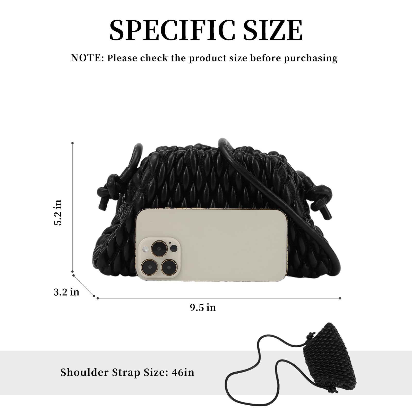 Fecialy Women's Dumpling Bag - Cloud Clutch Purse, Ruched Leather Hobo Handbag, Elegant Evening Crossbody Purse for Parties, Weddings & Date Nights
