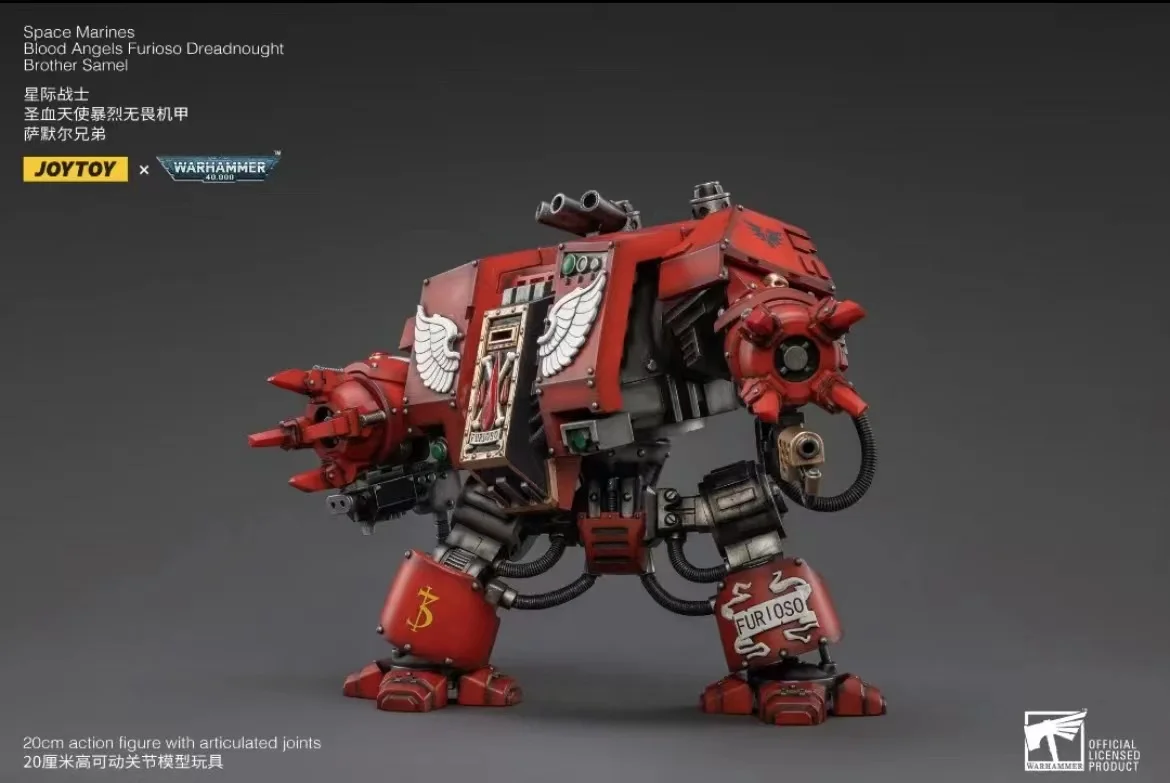 JOYTOY 1/18 Warhammer 40K Blood Angels Furioso Dreadnought Action Figure - Brother Samel Collectible Model for Display & Wargaming Scenes