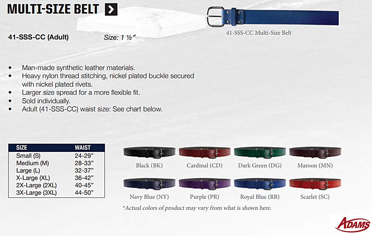 Schutt Sports Synthetic Leather Baseball Belt - Adjustable Softball Uniform Belt for Men & Women - Perfect for Games, Practice & Team Uniforms