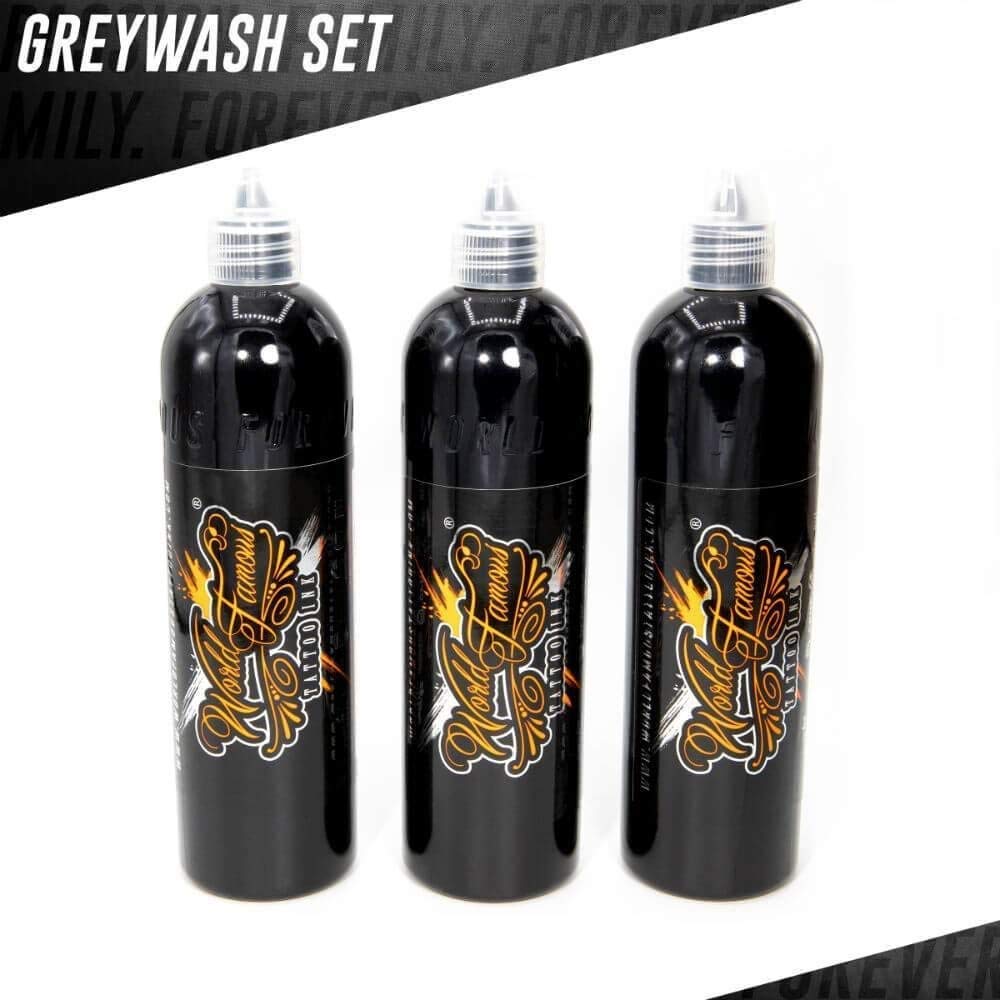 Professional Vegan Grey Tattoo Ink Set of 3 (4 oz) - Made in USA | High-Quality Grey Wash for Realistic Shading & Portrait Tattoos