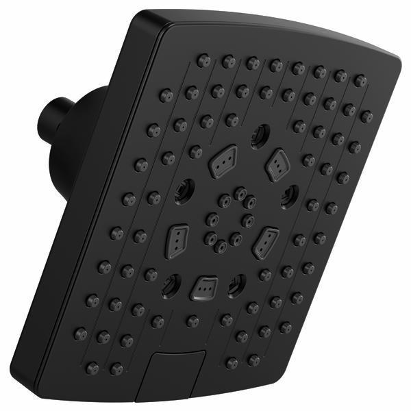 Brizo 87406 BL 2.5 GPM 7-Square 5-Function Matte Black Shower Head - High Pressure Rainfall & Water Saving for Bathroom, Spa, and Luxury Home Upgrade