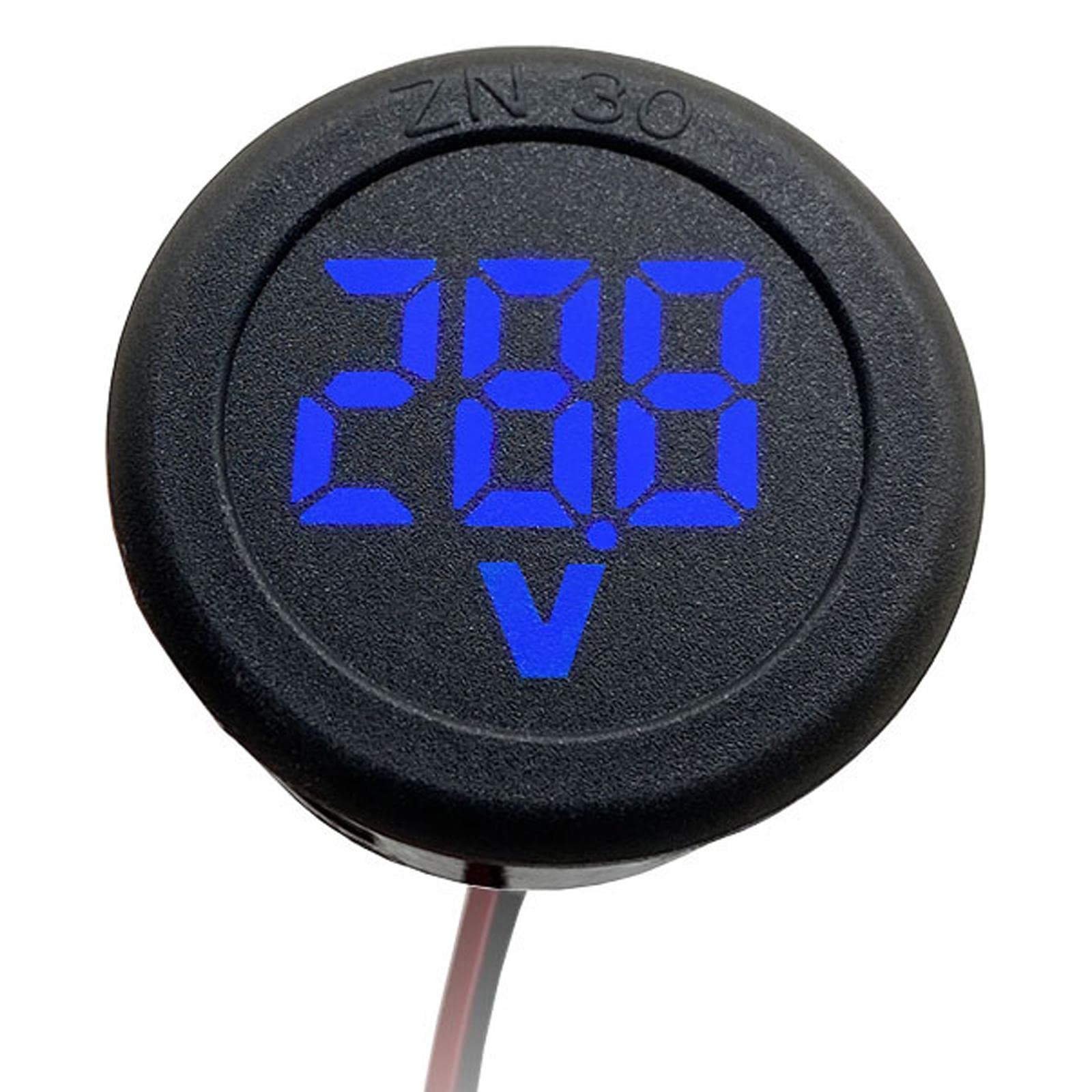 figatia Two Wire Car Voltmeter - DC 4-100V LED Digital Battery Monitor with Reverse Connection Protection for Motorcycle, Marine, ATV, UTV & Cars (Blue) - Perfect for Vehicle Electrical System Monitoring & Maintenance