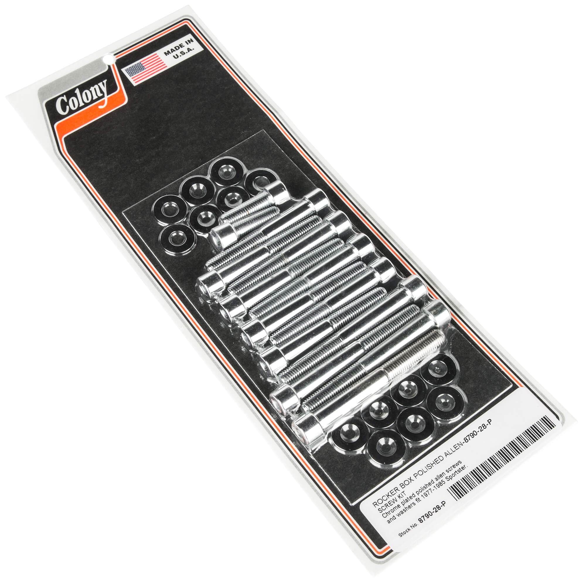 1977-1985 Harley Davidson Sportster Chrome Plated 28P Rocker Box Smooth Allen Bolt Kit - Perfect for Engine Maintenance & Motorcycle Restoration Projects
