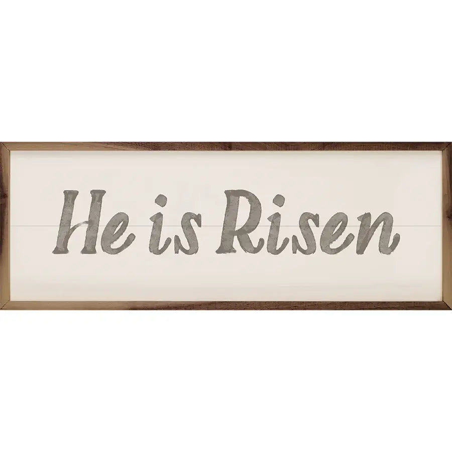 He Is Risen Gray Wood Framed Print - Religious Wall Art for Easter Decor, Home & Church - Perfect for Living Room, Bedroom & Office