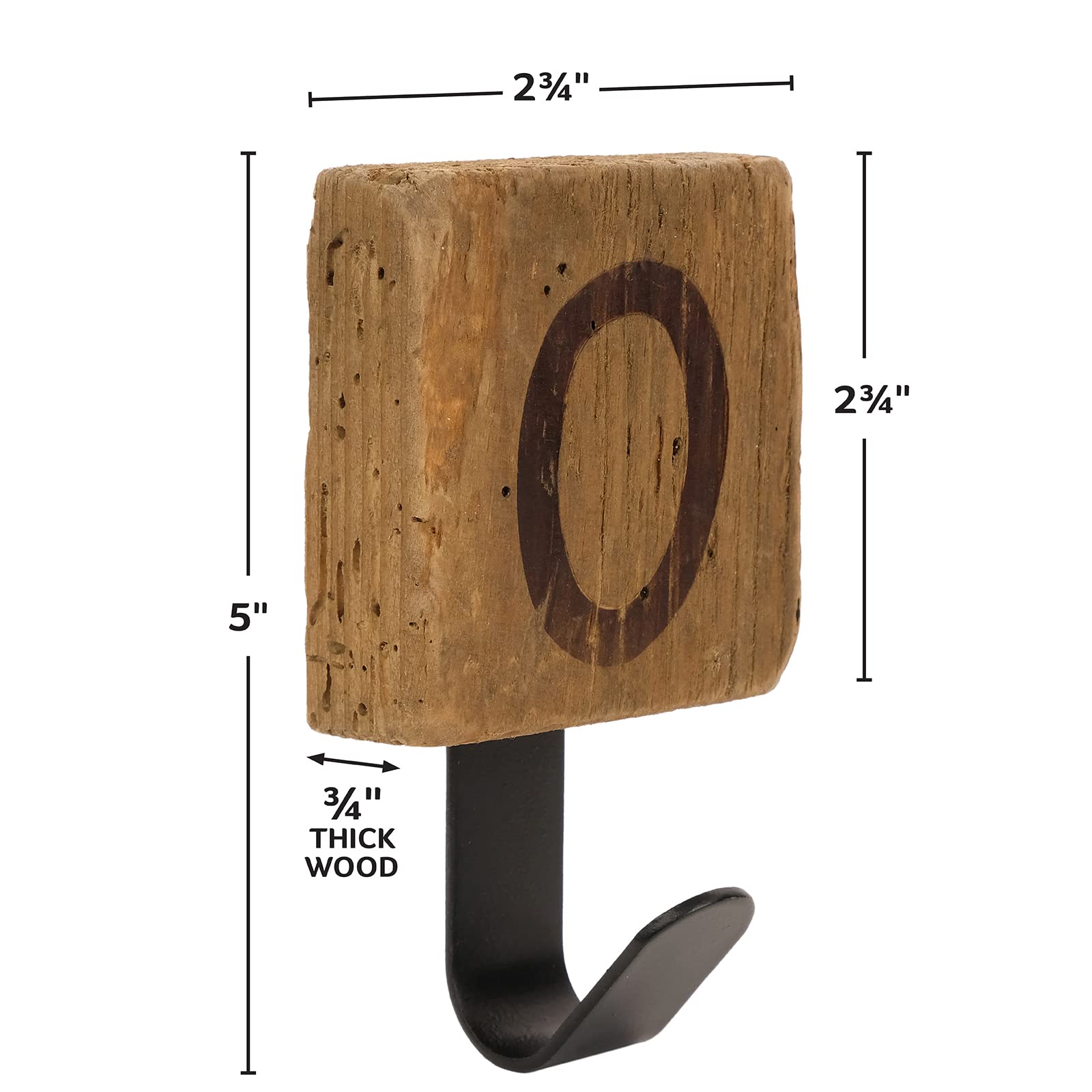 Farmhouse Solid Wood Coat Hooks with Painted Letters - Wall Mount for Home Decor