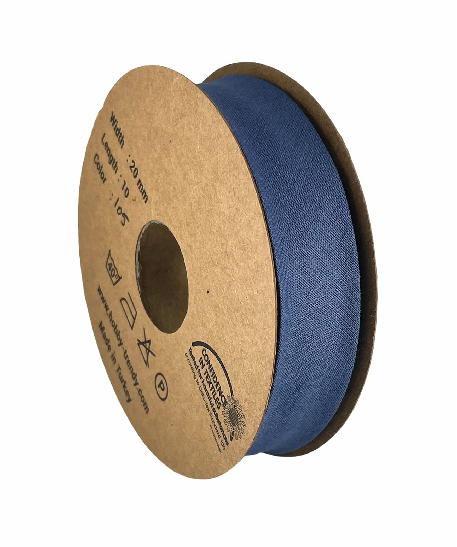100% Cotton Single Fold Bias Binding Tape - 20mm (13/16 Inch) x 10 Meters (10.93 Yards) for Sewing, Quilting, Hemming & Crafting - Perfect for DIY Garments, Home Decor & Fabric Projects - Indigo Blue (105)