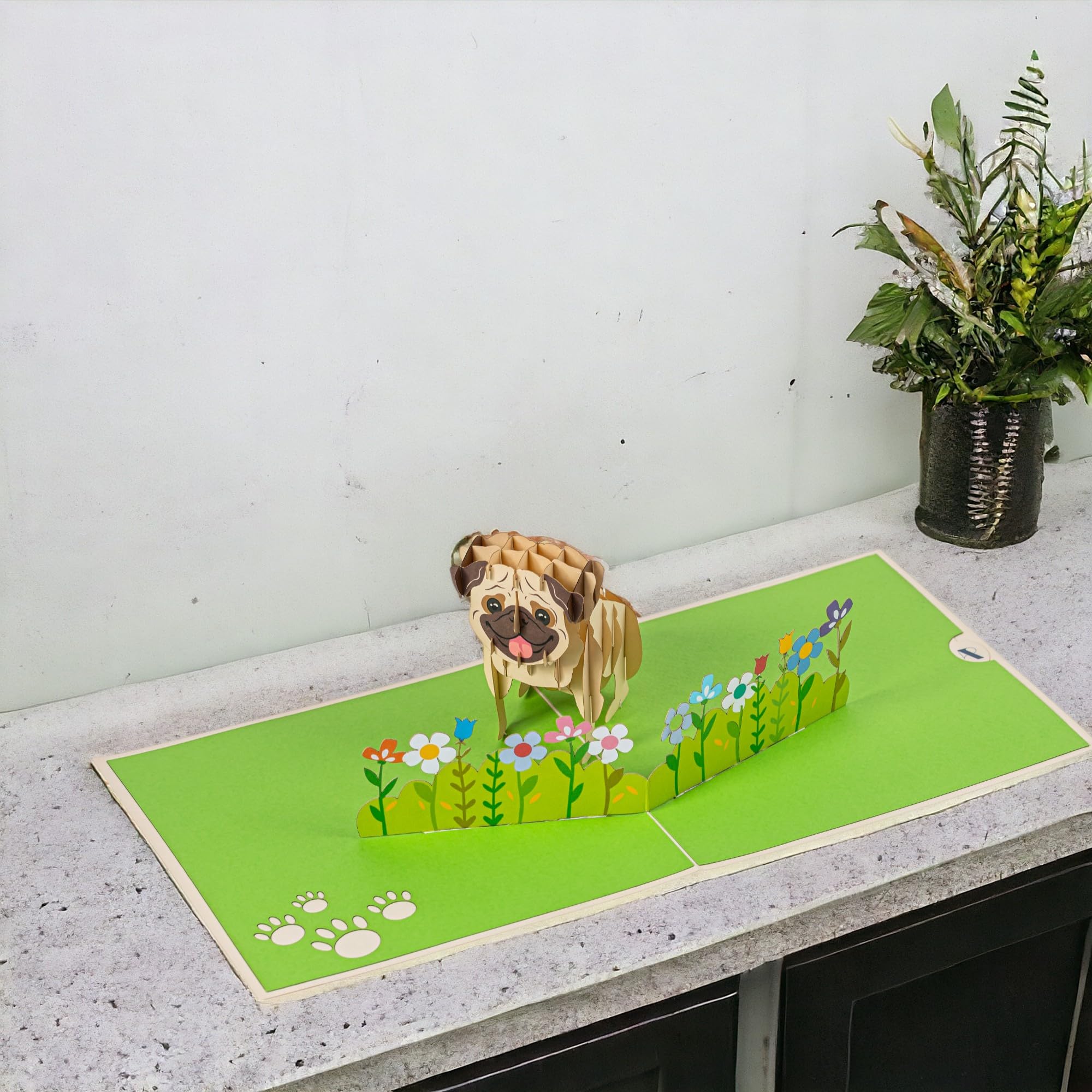 3D Pug Pop Up Greeting Card - Blank Inside for Birthdays, Father's Day, Thank You | Perfect Gift for Dog Moms & Pug Lovers | Handmade Card for Pug Fans & Dog Enthusiasts | Use for Special Occasions, Home Decor & Gift Giving