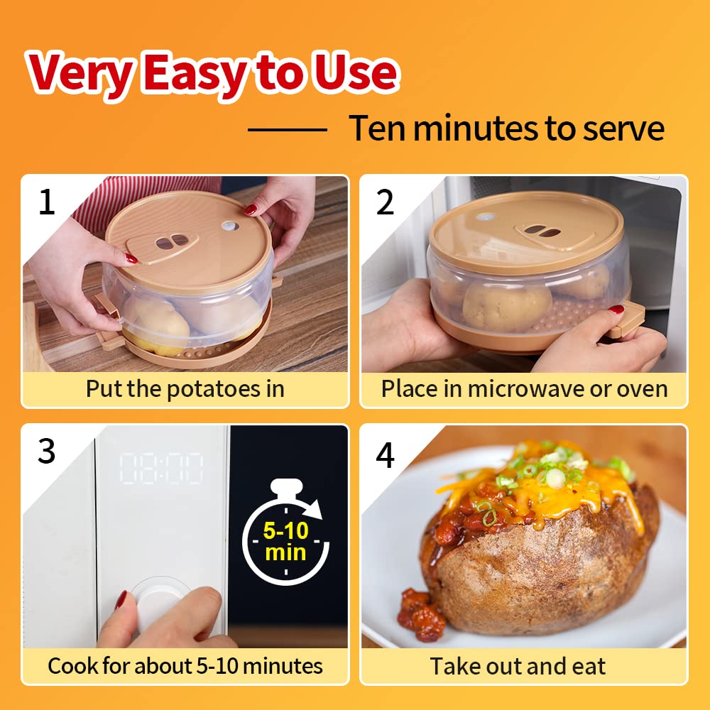 Microwave Baked Potato Cooker - Quick & Easy Potato Steamer for Fluffy Baked Potatoes in Minutes | BPA-Free, As Seen on TV | Perfect for Quick Meals, Snacks, and Healthy Side Dishes