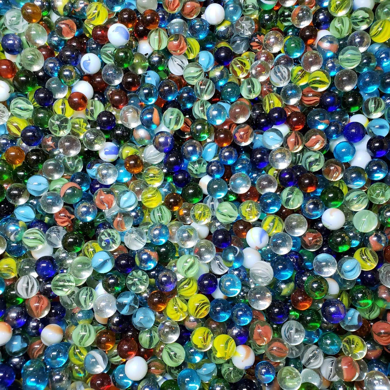 14-16mm Glass Gems Marbles for Home Decor, Toys, Games, Art & Craft Projects - Vase Filler & Aquarium Gravel (2.5 LB Assorted Colors) - Perfect for DIY Crafts, Table Centerpieces, Fish Tanks & Kids Play