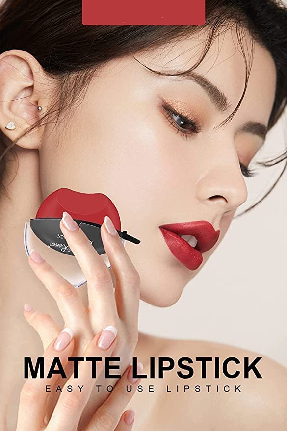 Groovs Lip Shape Apple Lipstick - Long Lasting Waterproof Matte Lipstick (Red, Maroon, 20g) for Everyday Wear, Parties & Special Occasions