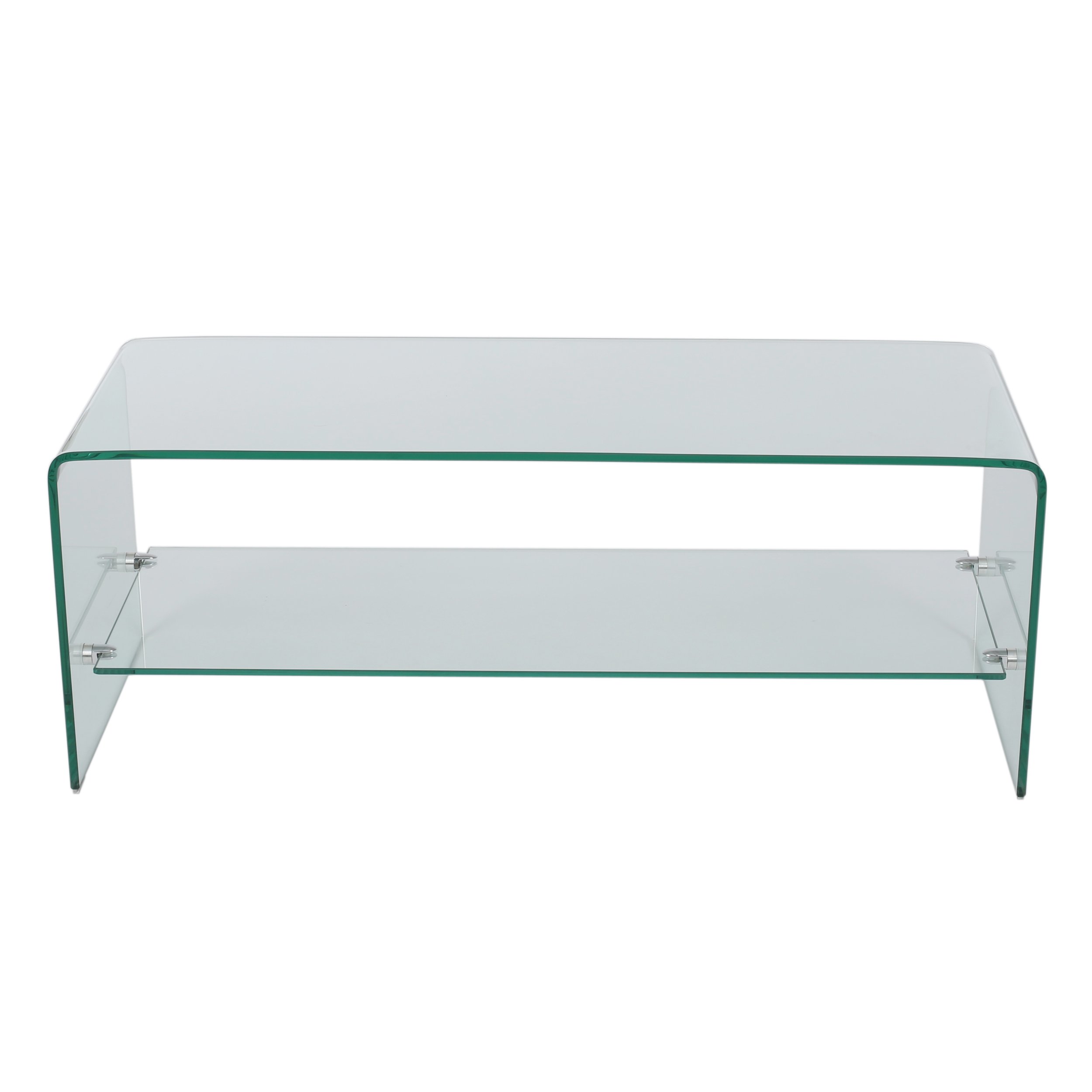 Christopher Knight Home Bartlet Tempered Glass TV Stand - Clear Modern Entertainment Center for Living Room, Bedroom & Home Theater