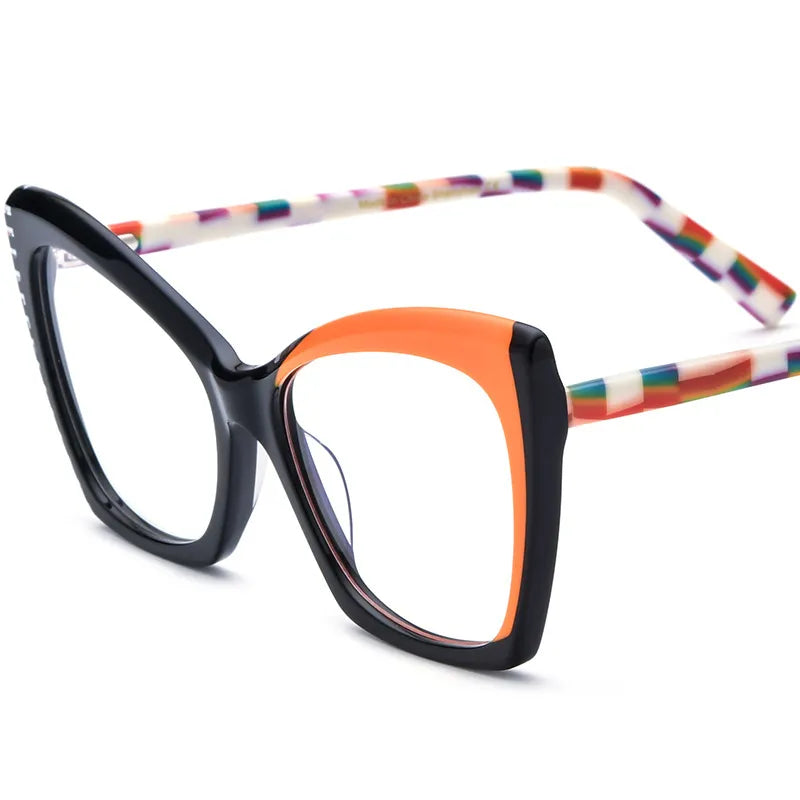 CCspace Unisex Full Rim Cat Eye Acetate Eyeglasses 56921 - Stylish Retro Frame for Men & Women - Perfect for Reading, Work, and Fashion Accessories